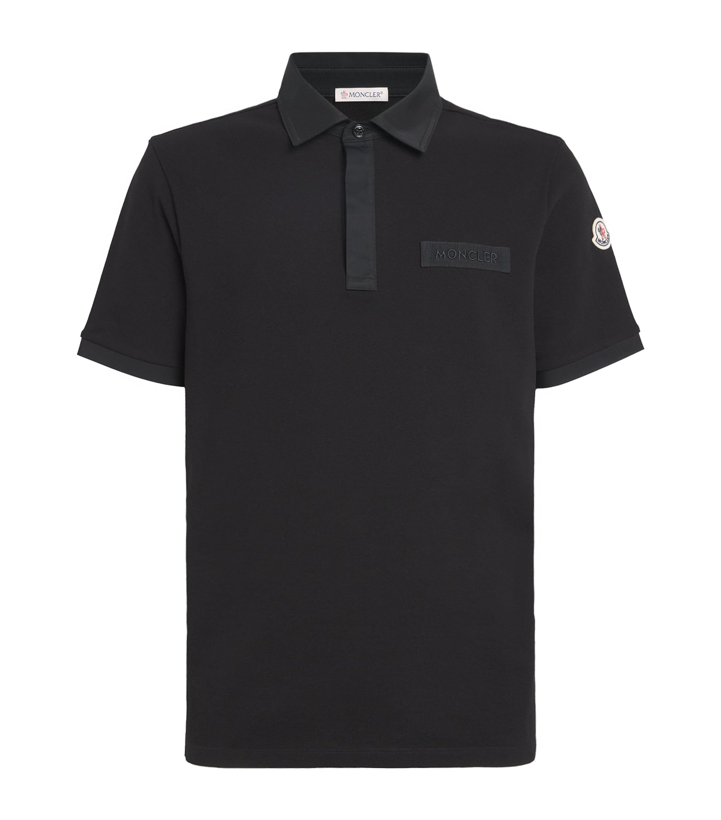 Moncler Mens Piqué Cotton Logo Shirt Image 1