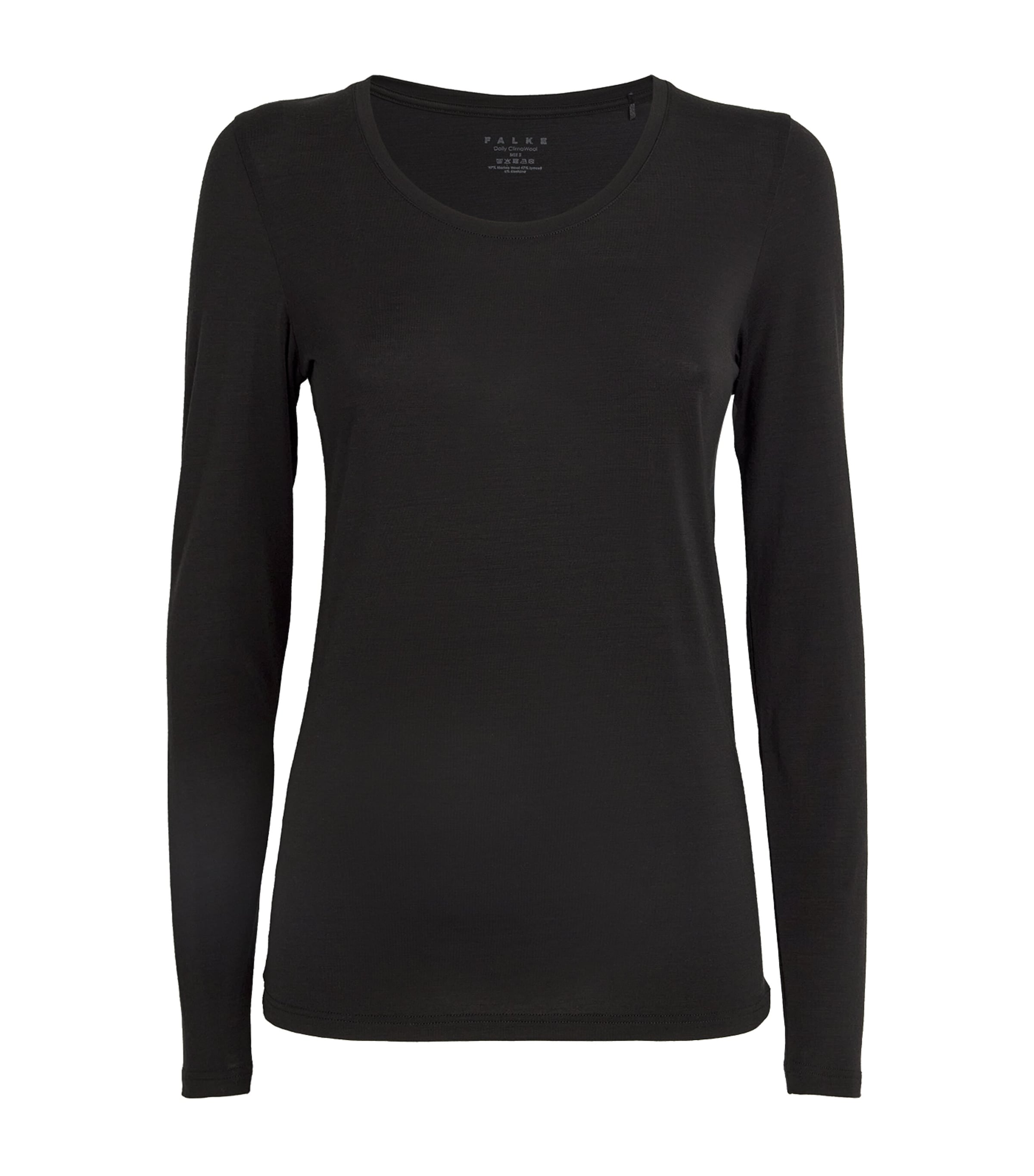 Shop Falke Long-sleeve Daily Climawool T-shirt In Black