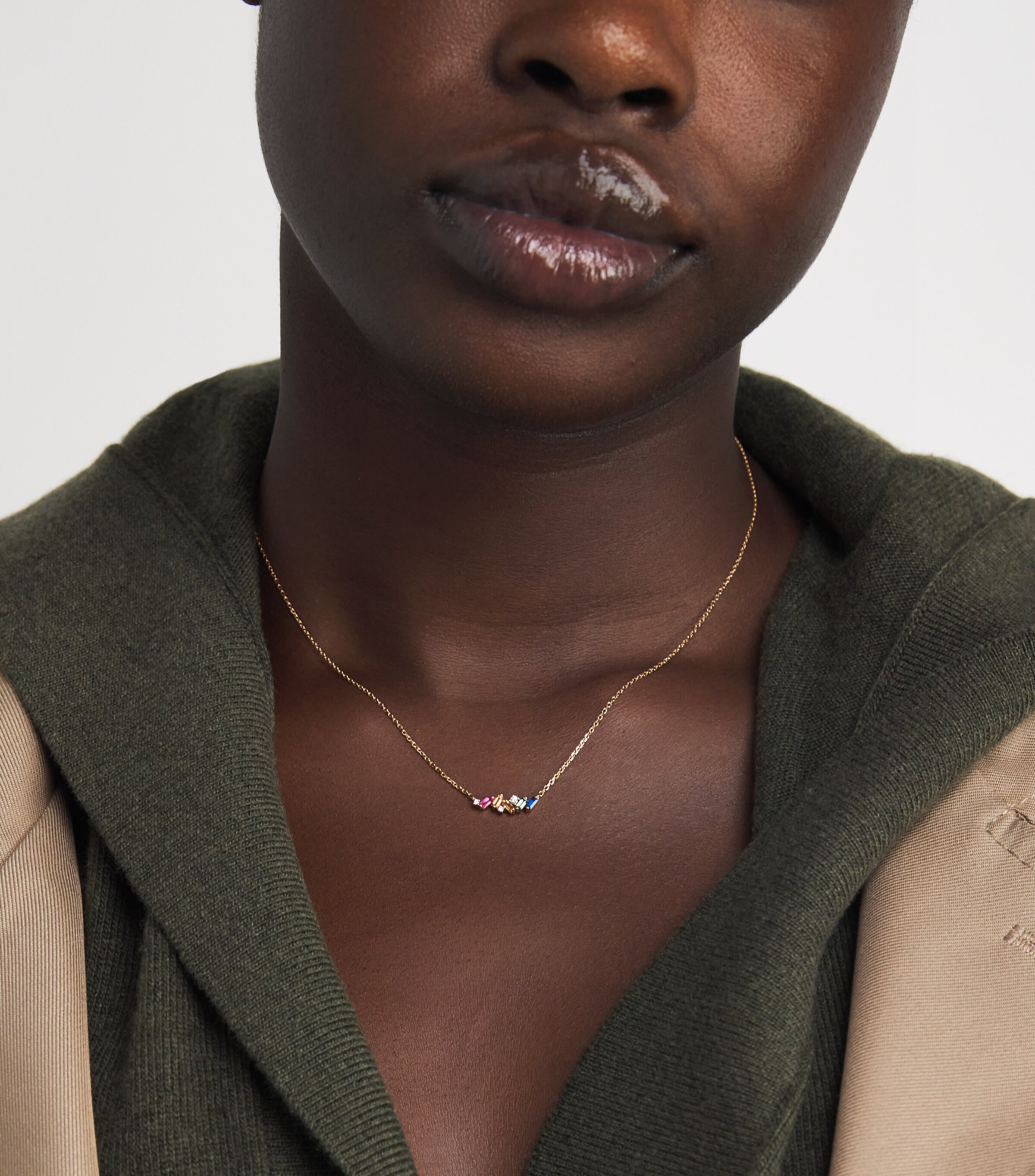 Suzanne Kalan Rose Gold, Diamond and Rainbow Sapphire Mini Frenzy Necklace Rg/rs Image 2
