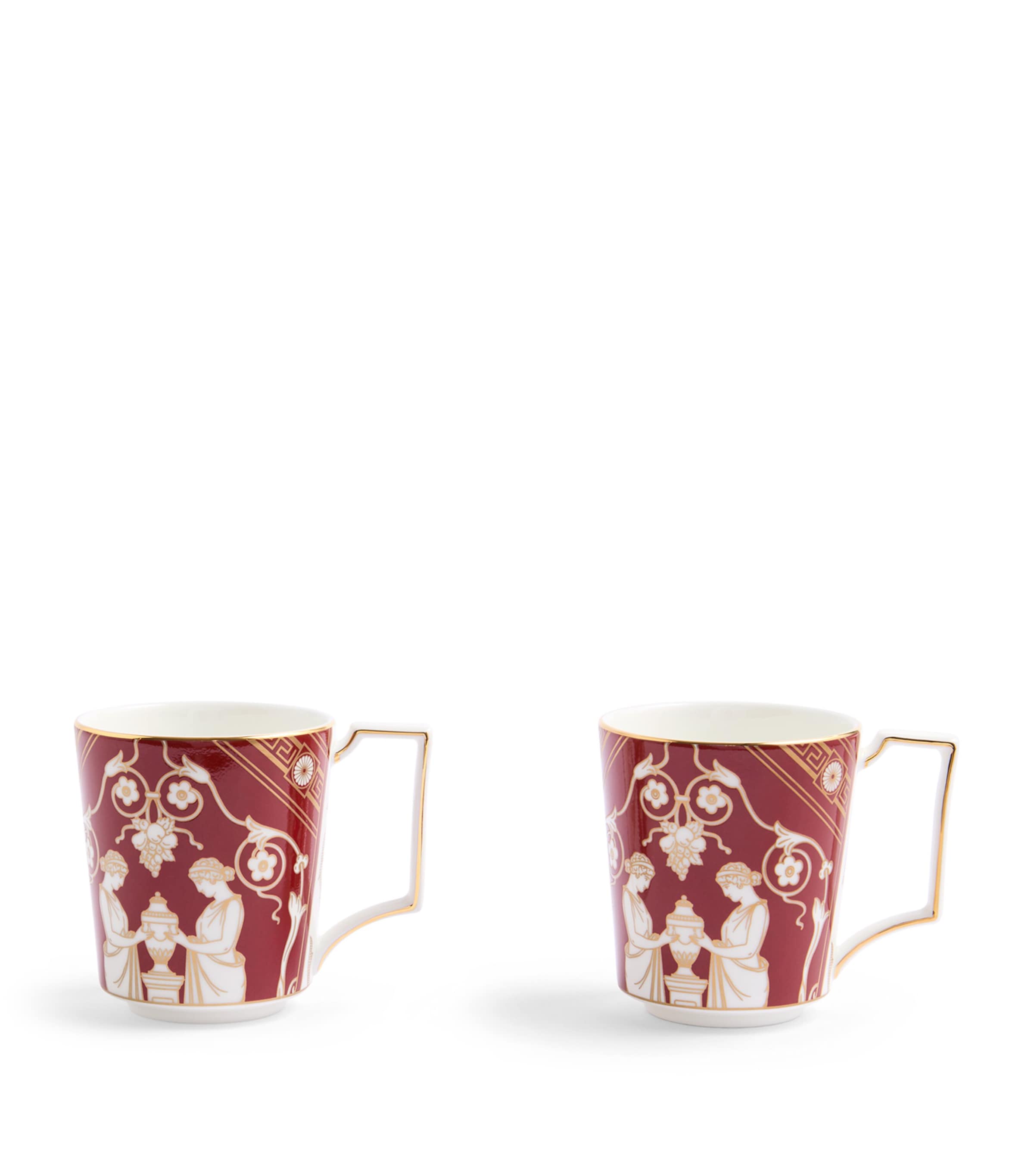Wedgwood Set Of 2 Renaissance Mugs In Red
