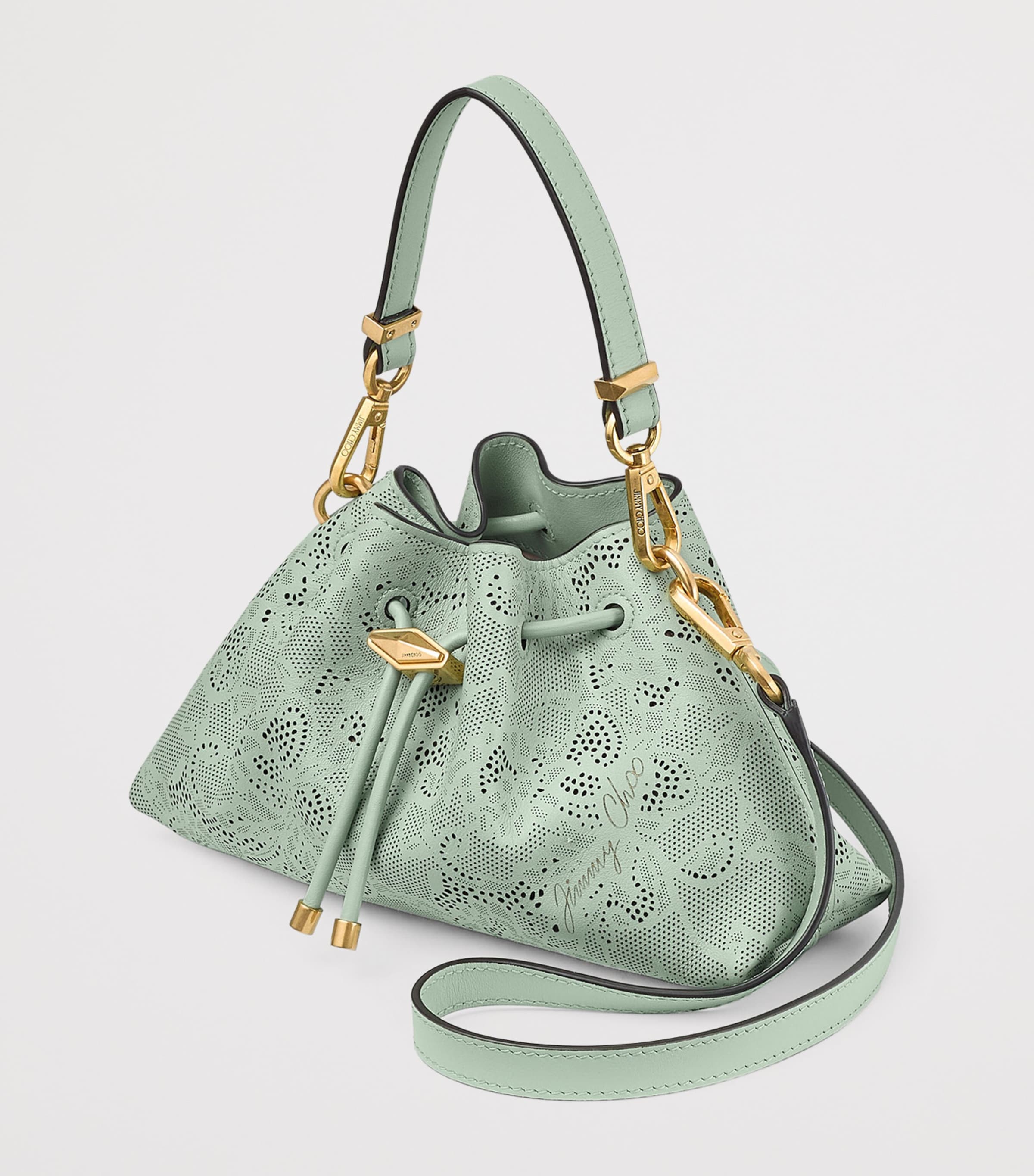 Cinch Small Leather Shoulder Bag VERDE/GOLD Image 2