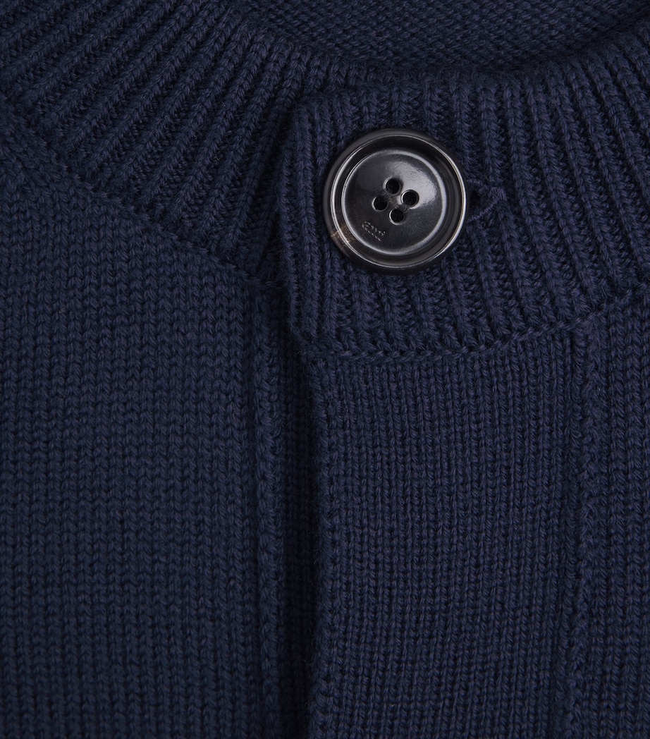 AMI Paris Mens Wool-Cotton Ami de Coeur Cardigan Encre/ecru Image 6