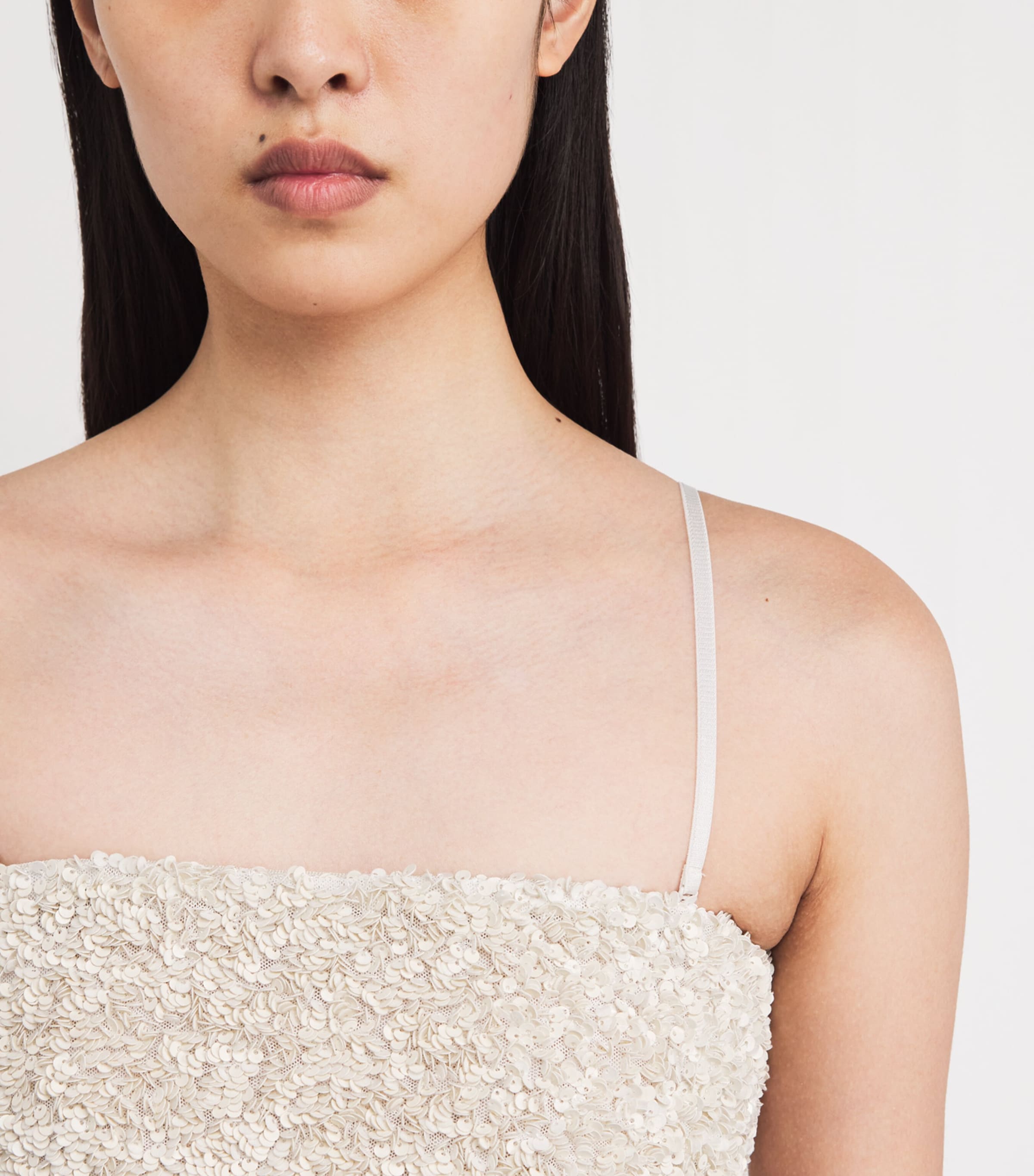 Sequinned Averio Crop Top MCRM CREAM Image 6