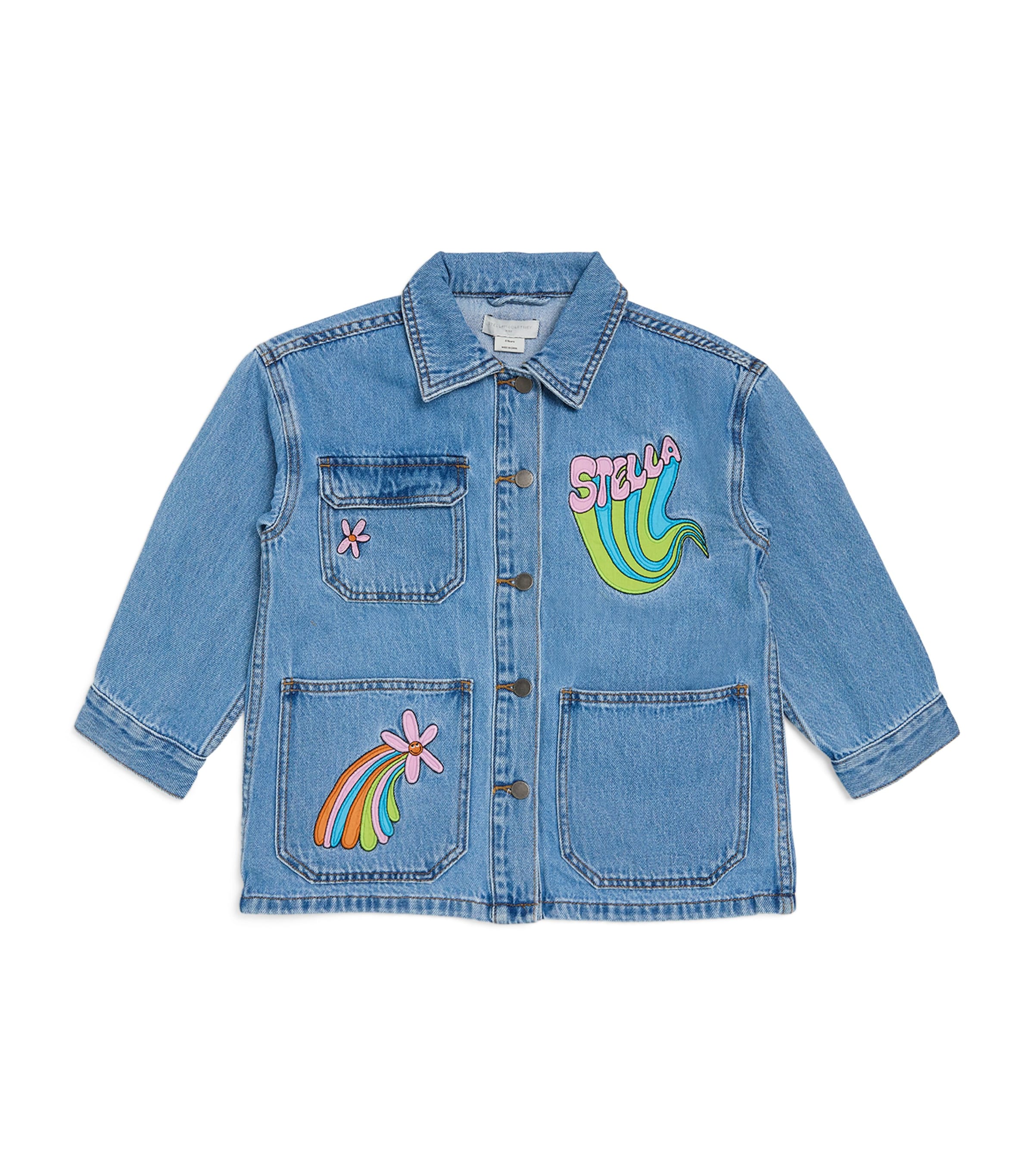 Stella Mccartney Kids' Shooting Star Denim Jacket In Blue