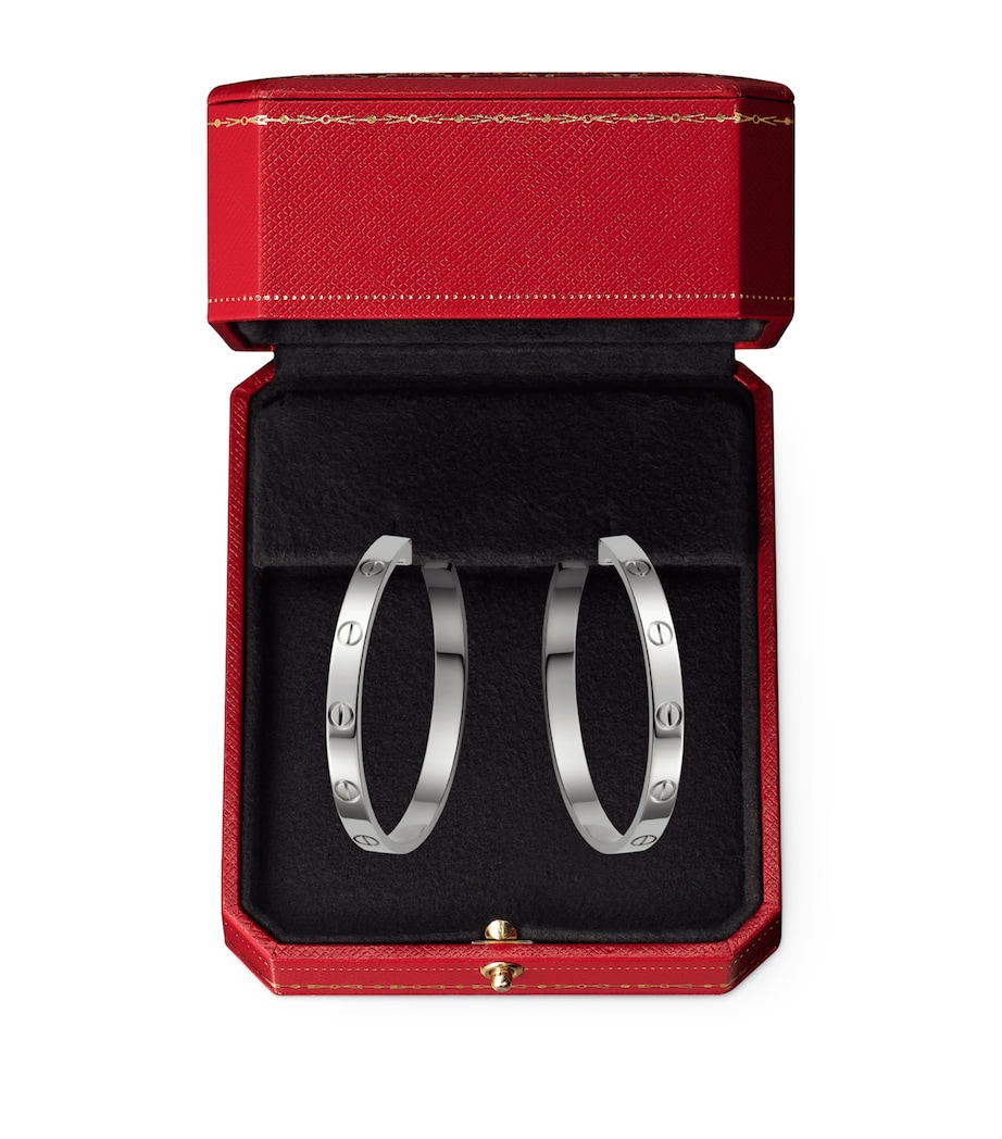 White Gold LOVE Hoop Earrings WHITE GOLD Image 4