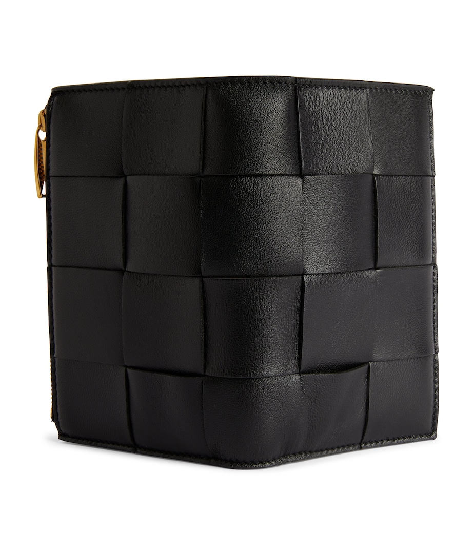 Leather Intreccio Bifold Wallet BLACK-GOLD Image 2