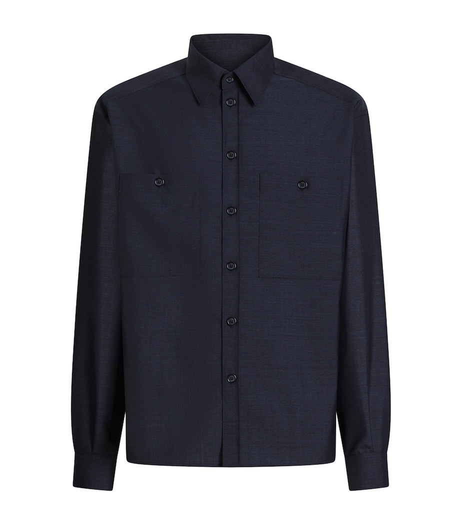 Dolce&Gabbana Mens Virgin Wool Shirt Light Blue B Image 1