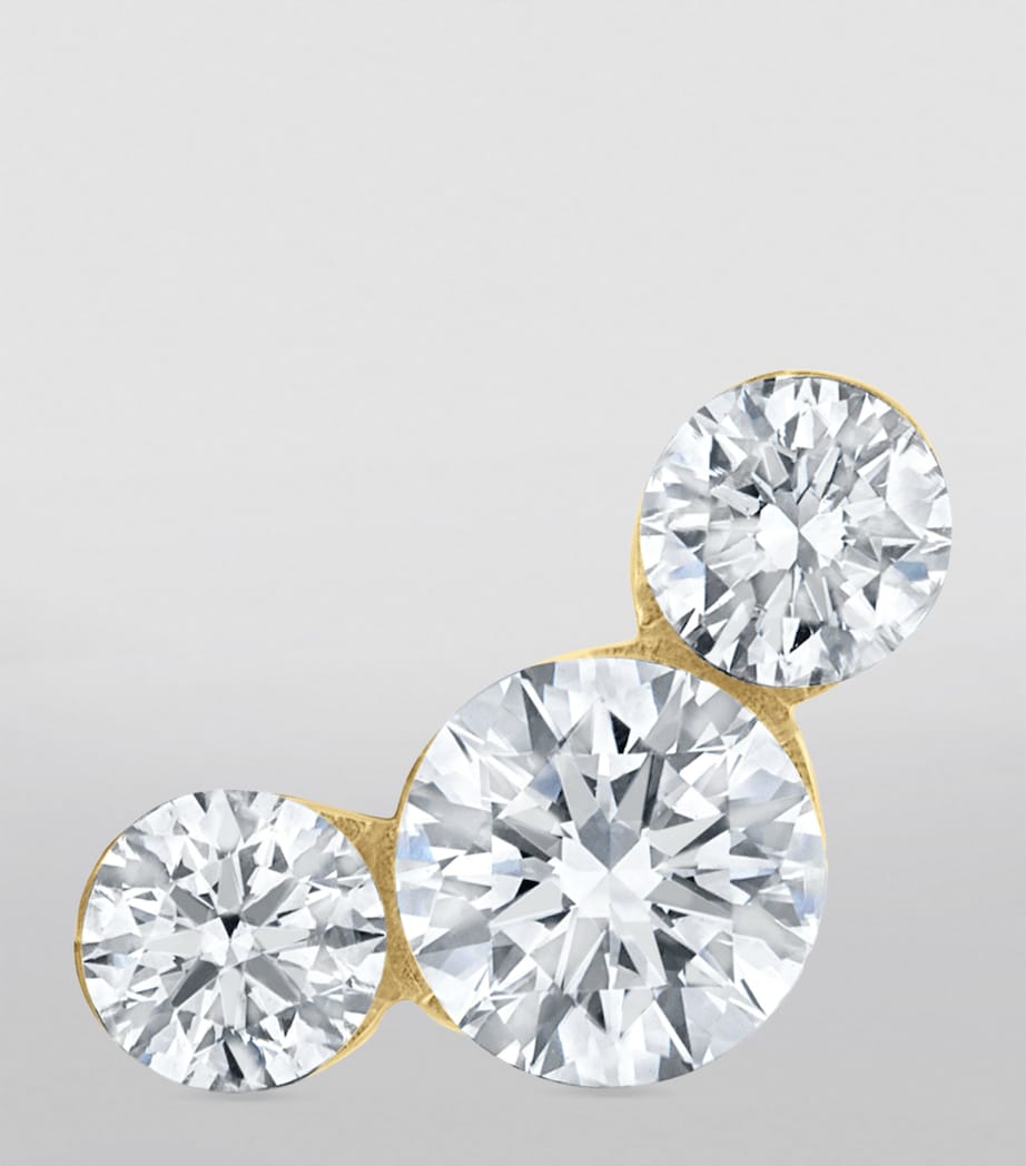 Invisible Set Three Diamond Curve Threaded Stud Earring YELLOW GOLD Image 2