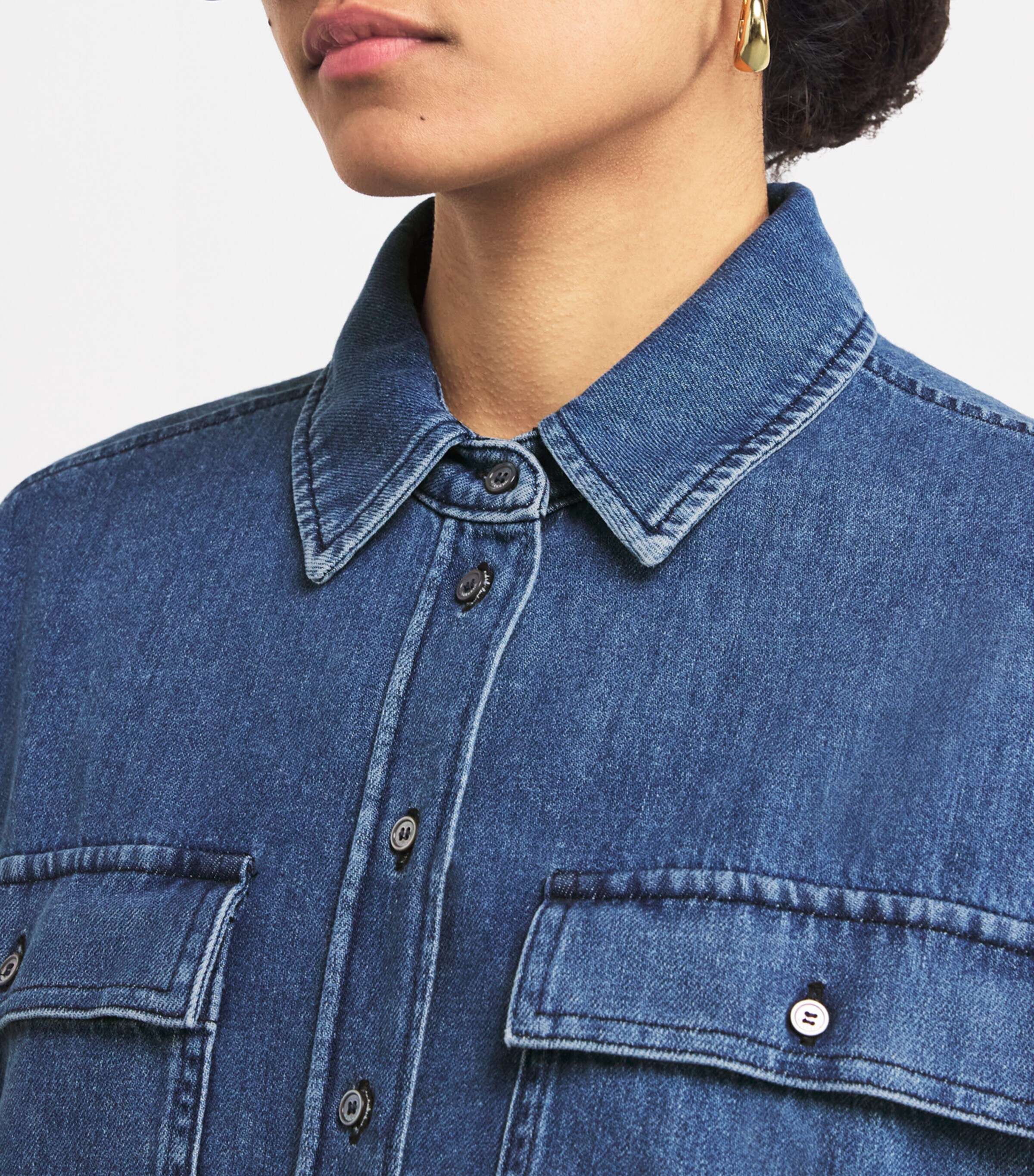 Denim Cropped Shirt NAVY Image 6