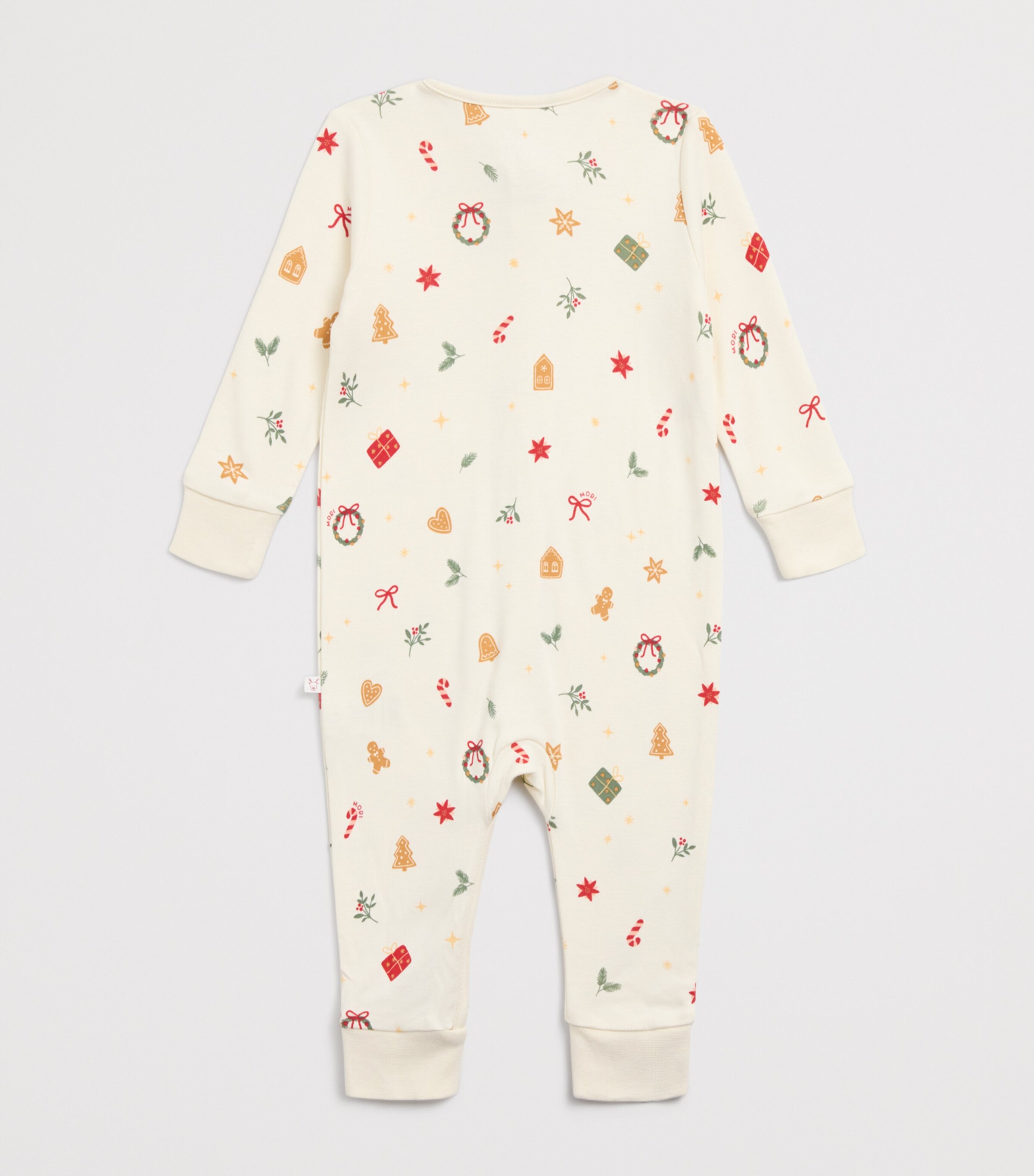 MORI Christmas Print Sleepsuit (3-36 Months) White Christmas Image 2