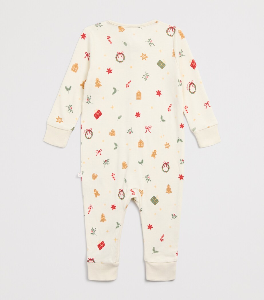 MORI Christmas Print Sleepsuit (3-36 Months) White Christmas Image 2