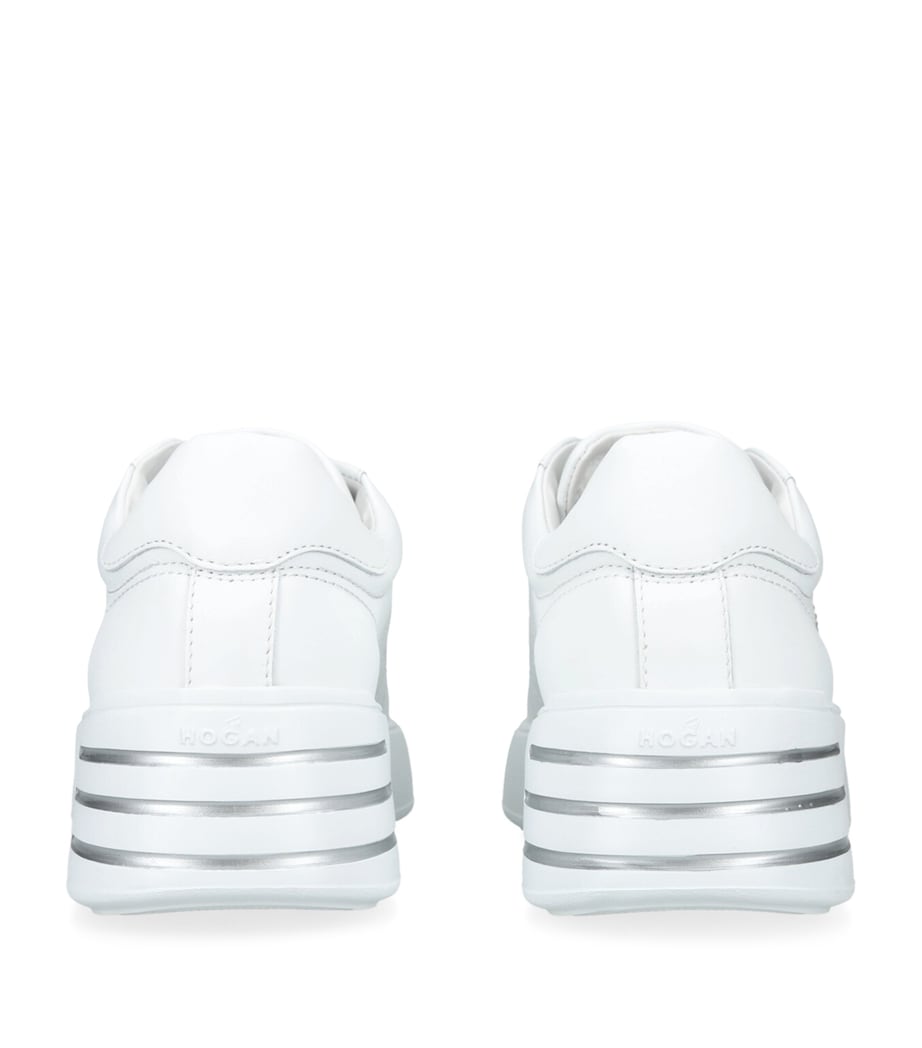 Leather Rebel Crystal-Embellished Sneakers WHITE Image 2