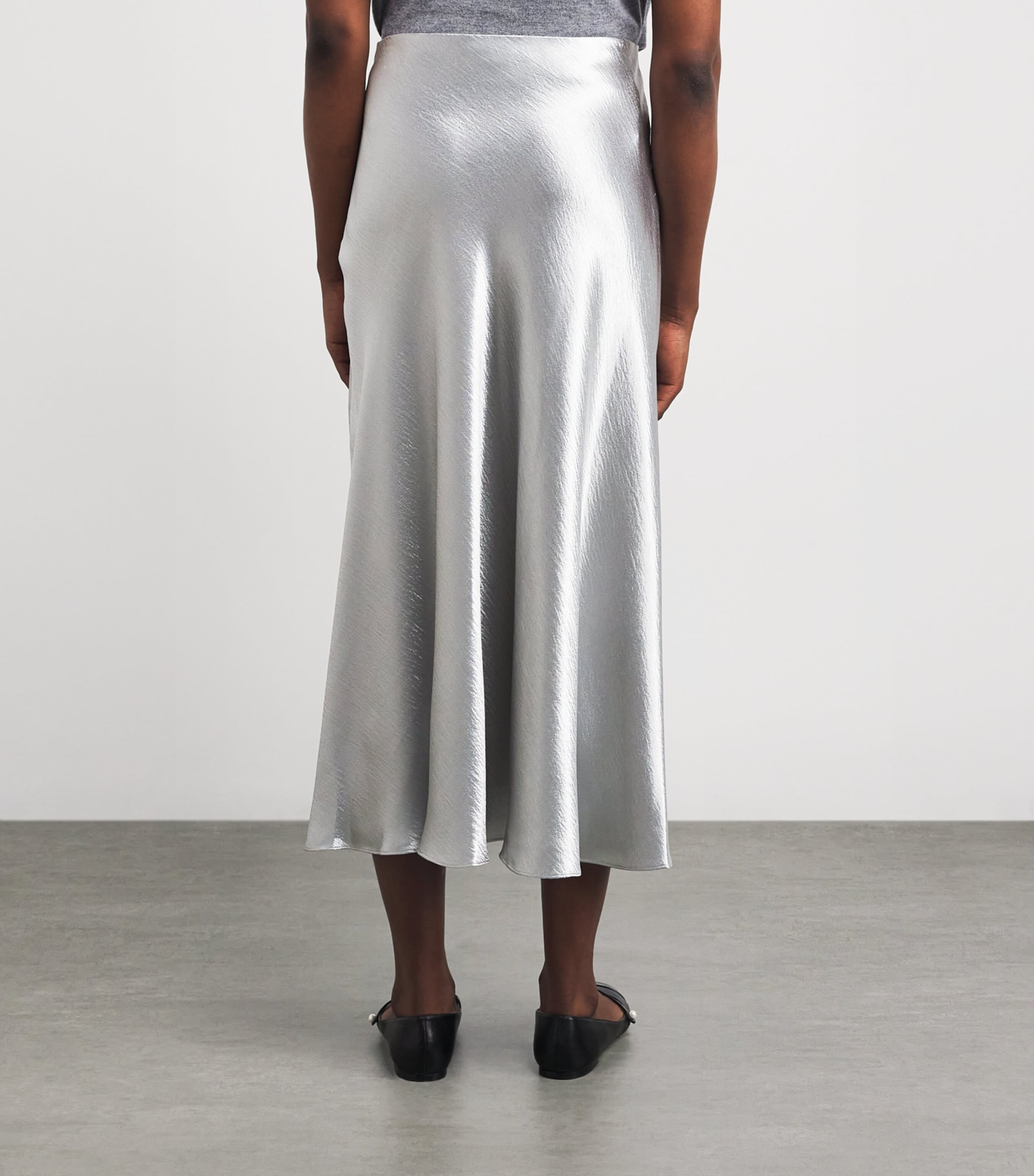 Satin Midi Skirt 022 QUARTZ GRAY Image 4