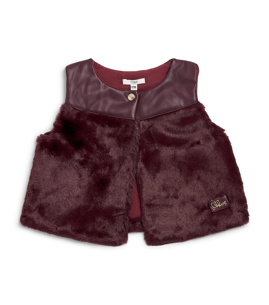 Chloé Kids Faux Fur-Leather-Trim Waistcoat (6-18 Months) Port Royale Image 1
