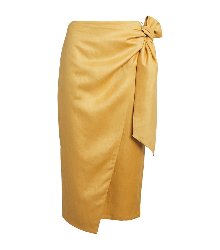 Yellow Long Wrap Skirts Uk Max Mara Linen-Silk Wrap Midi Skirt