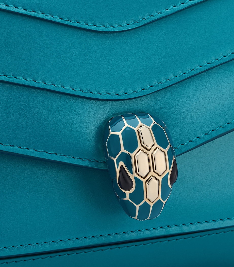 Leather Serpenti Forever East-West Shoulder Bag BLUE MEDIUM Image 8