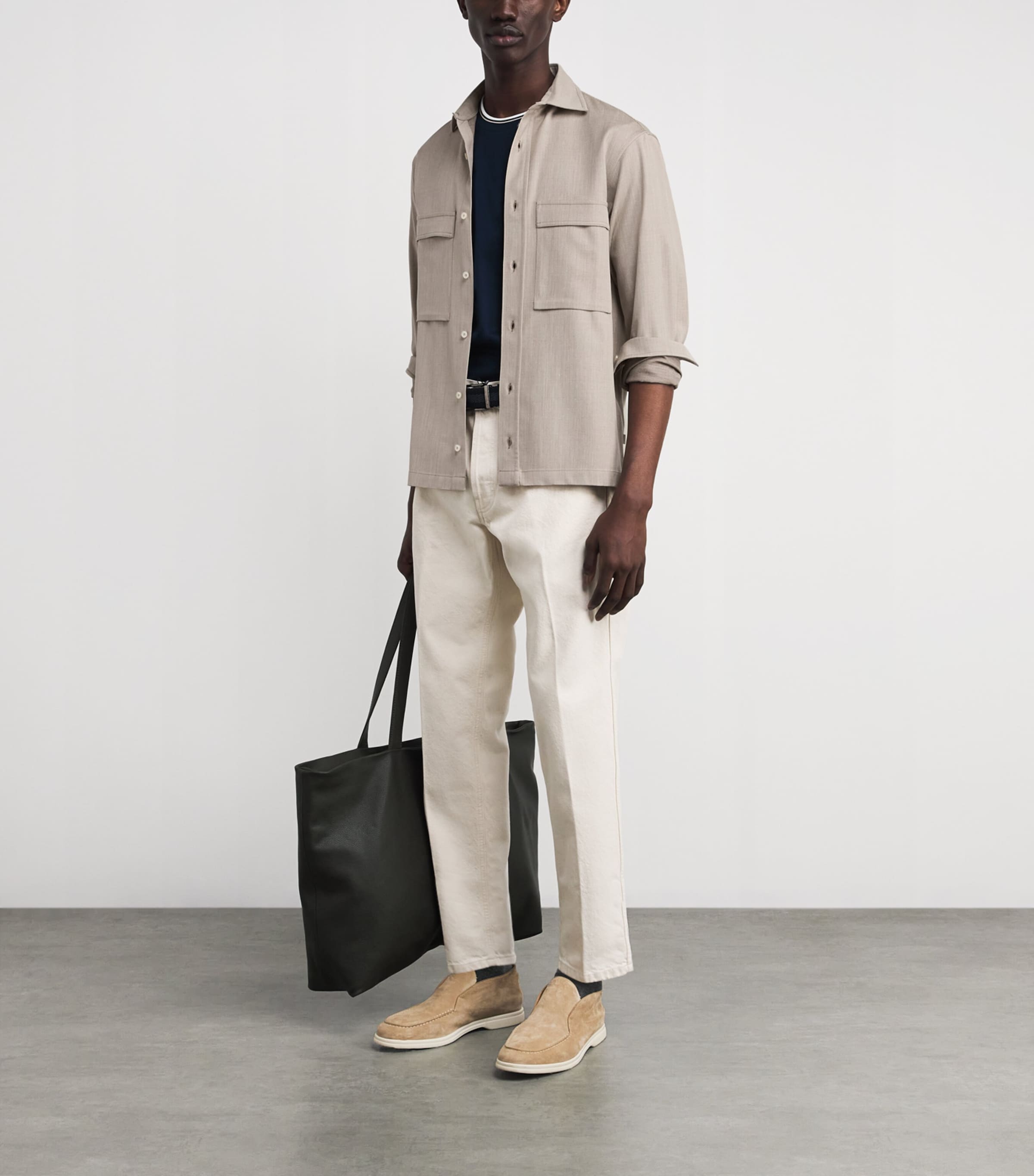 Paul & Shark Mens Wool-Silk-Linen-Blend Overshirt Beige Image 2