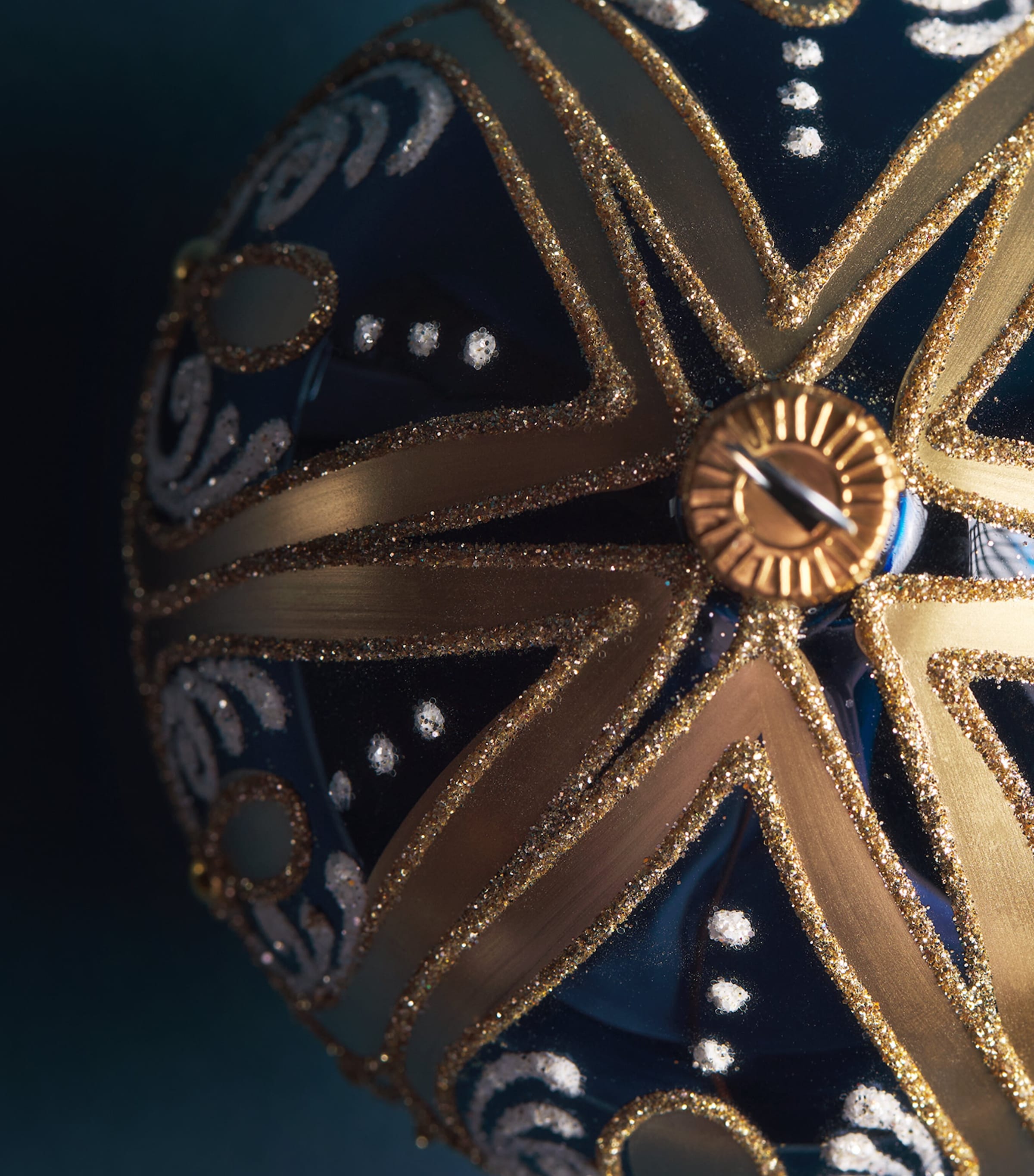 Harrods Glitter Swirl Bauble Navy Blue Image 2
