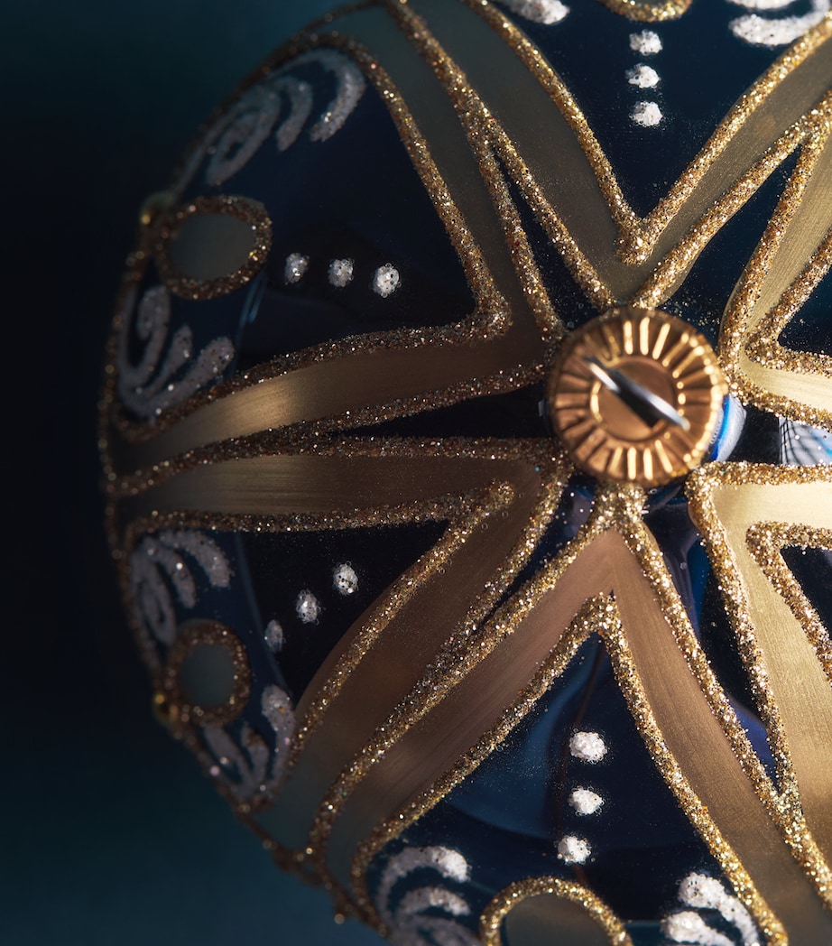 Harrods Glitter Swirl Bauble Navy Blue Image 2