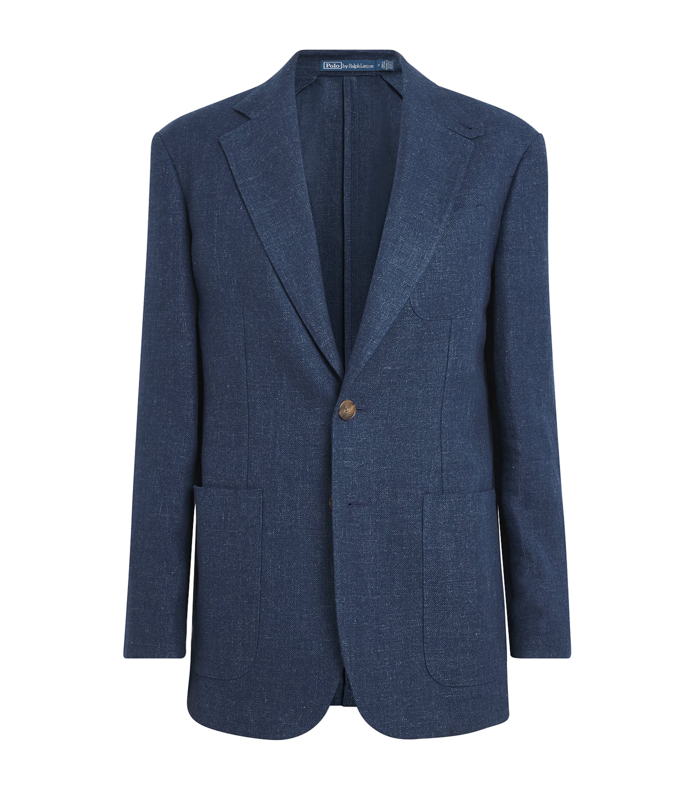 Polo Ralph Lauren Womens Linen-Cotton Single-Breasted Blazer Blue Melange Image 1