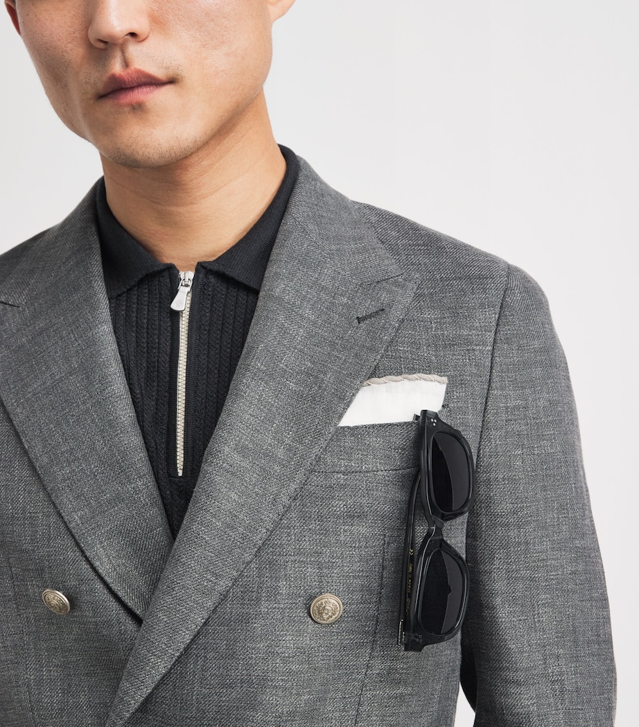Eleventy Linen Pocket Square Avorio E Verde Image 2