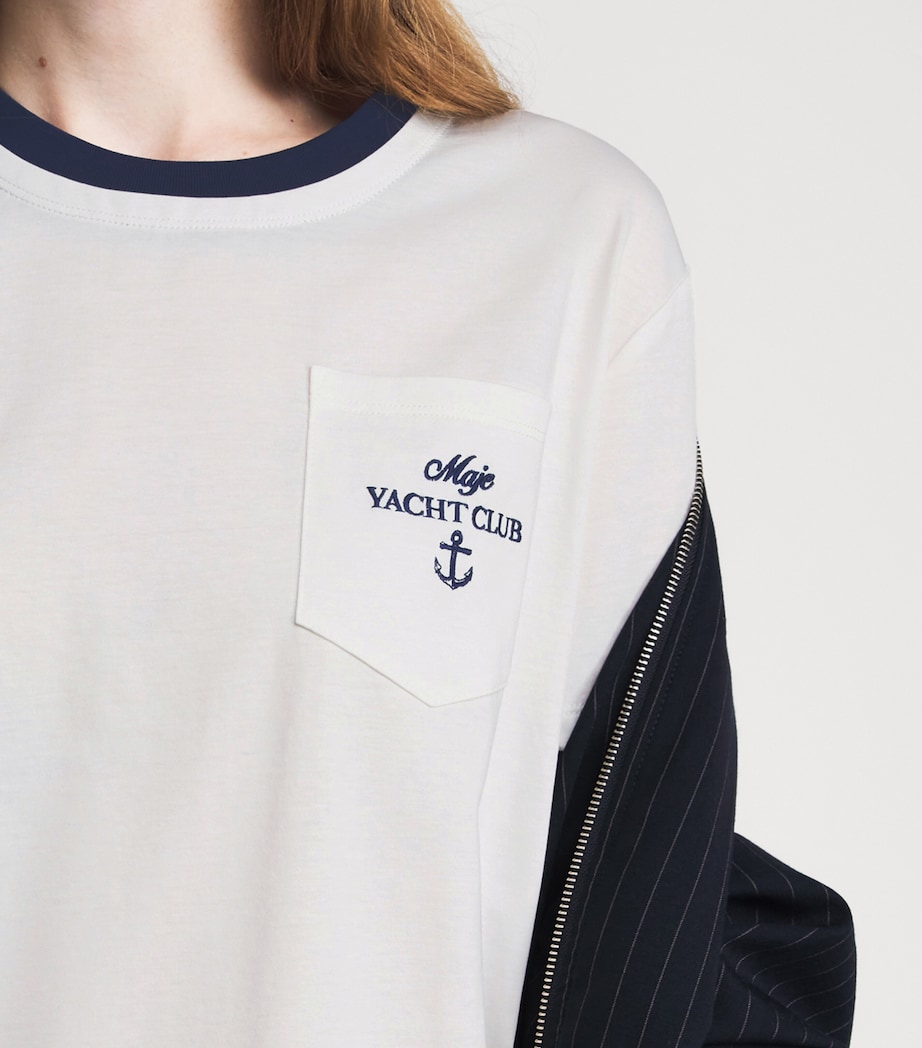 Maje Womens Cotton Yacht Club T-Shirt White Image 3