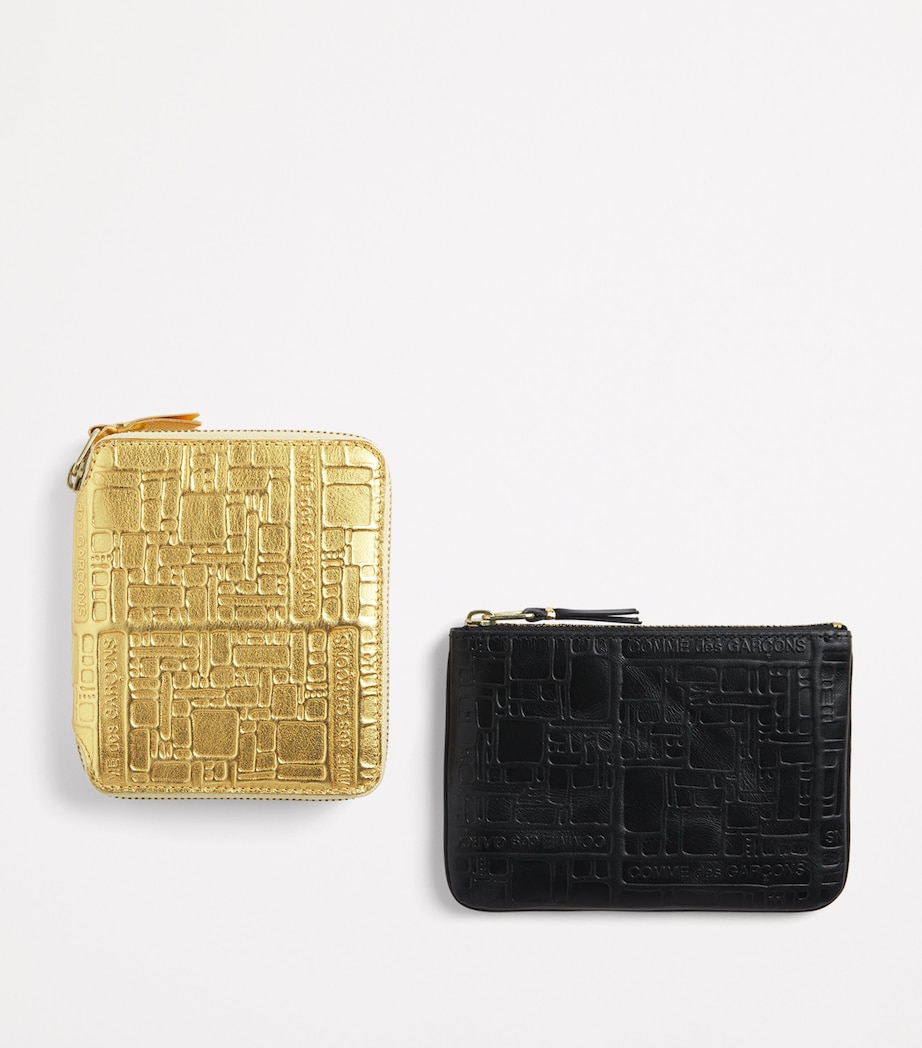 Leather Logo Embossed Zipped Pouch BLACK Image 3