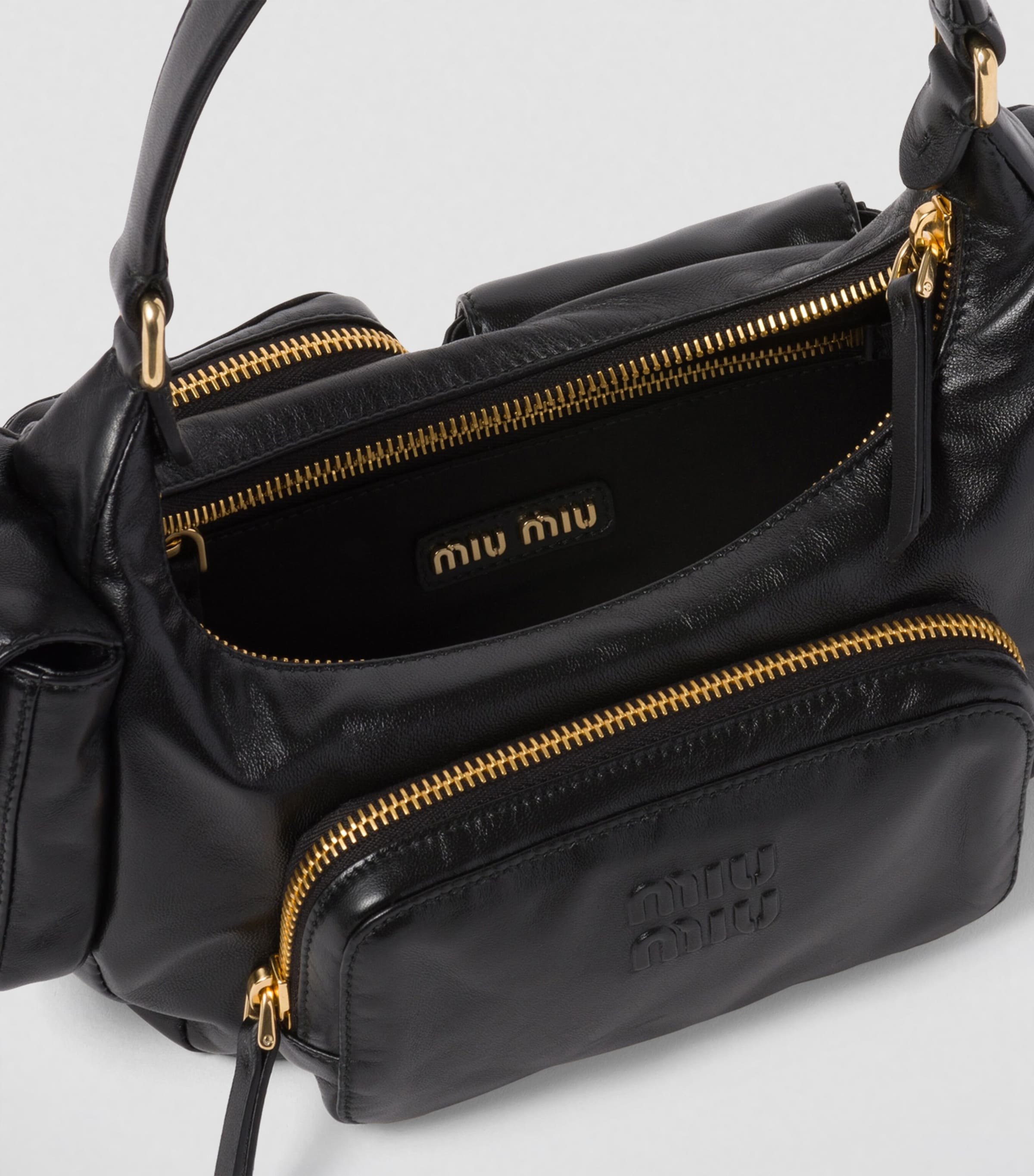 Miu Miu Leather Pocket Shoulder Bag | Harrods UK