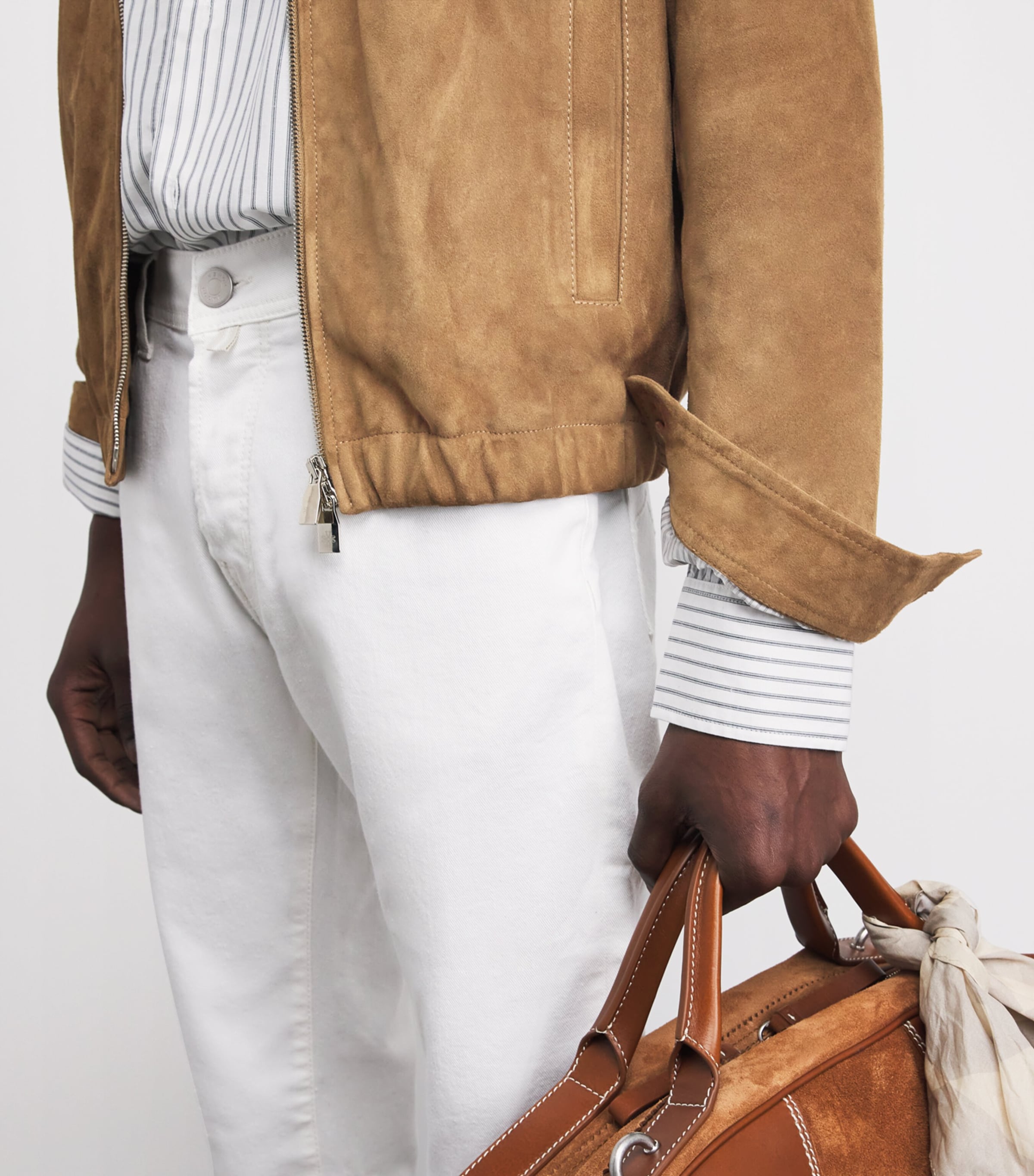 JACOB COHËN Mens Suede Zip-Up Jacket Brown Image 3