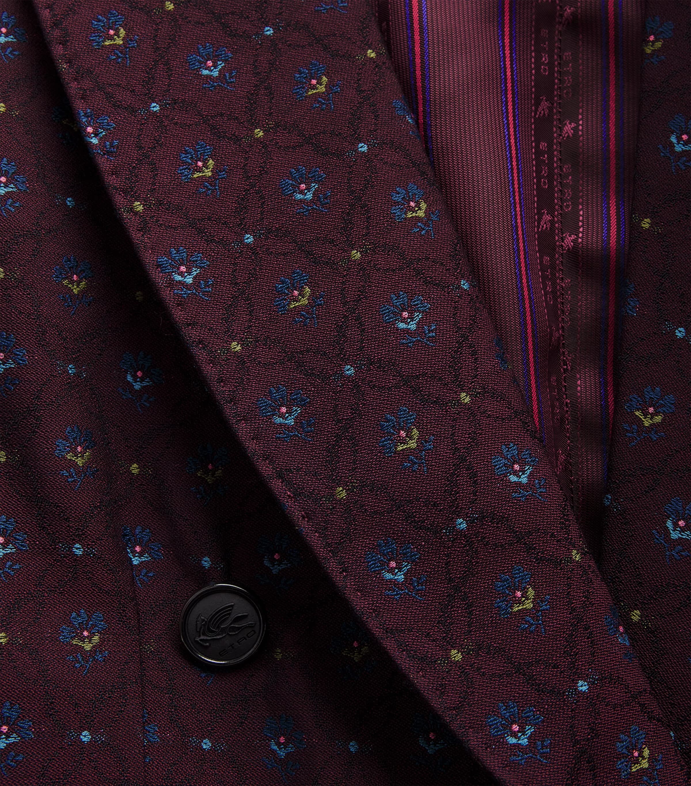 Etro Womens Floral Jacquard Double-Breasted Blazer Burgundy Image 6