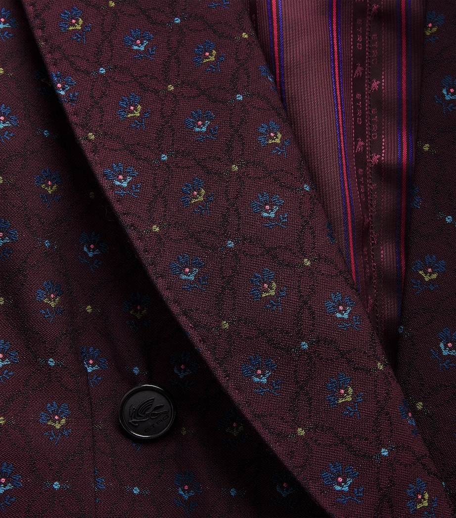 Etro Womens Floral Jacquard Double-Breasted Blazer Burgundy Image 6