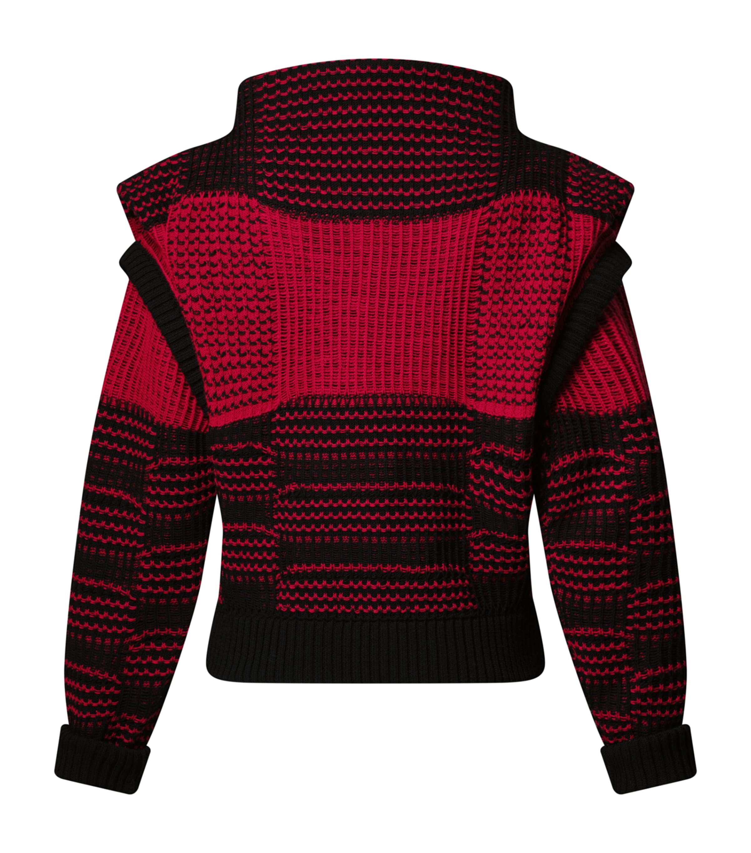 Wool-Cotton Check Sweater RED Image 2