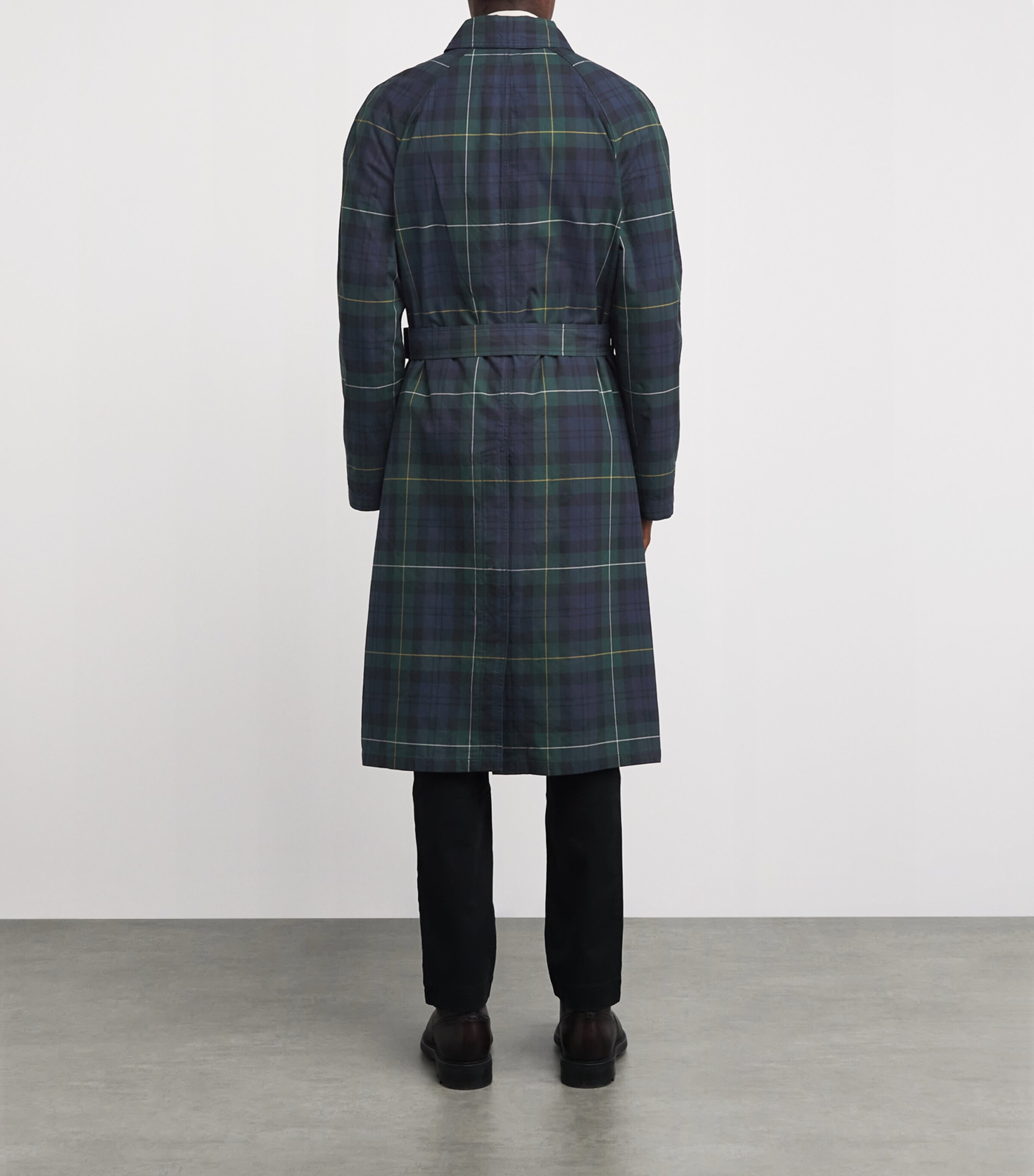 Waxed Cotton Tartan Overcoat BLUE Image 4