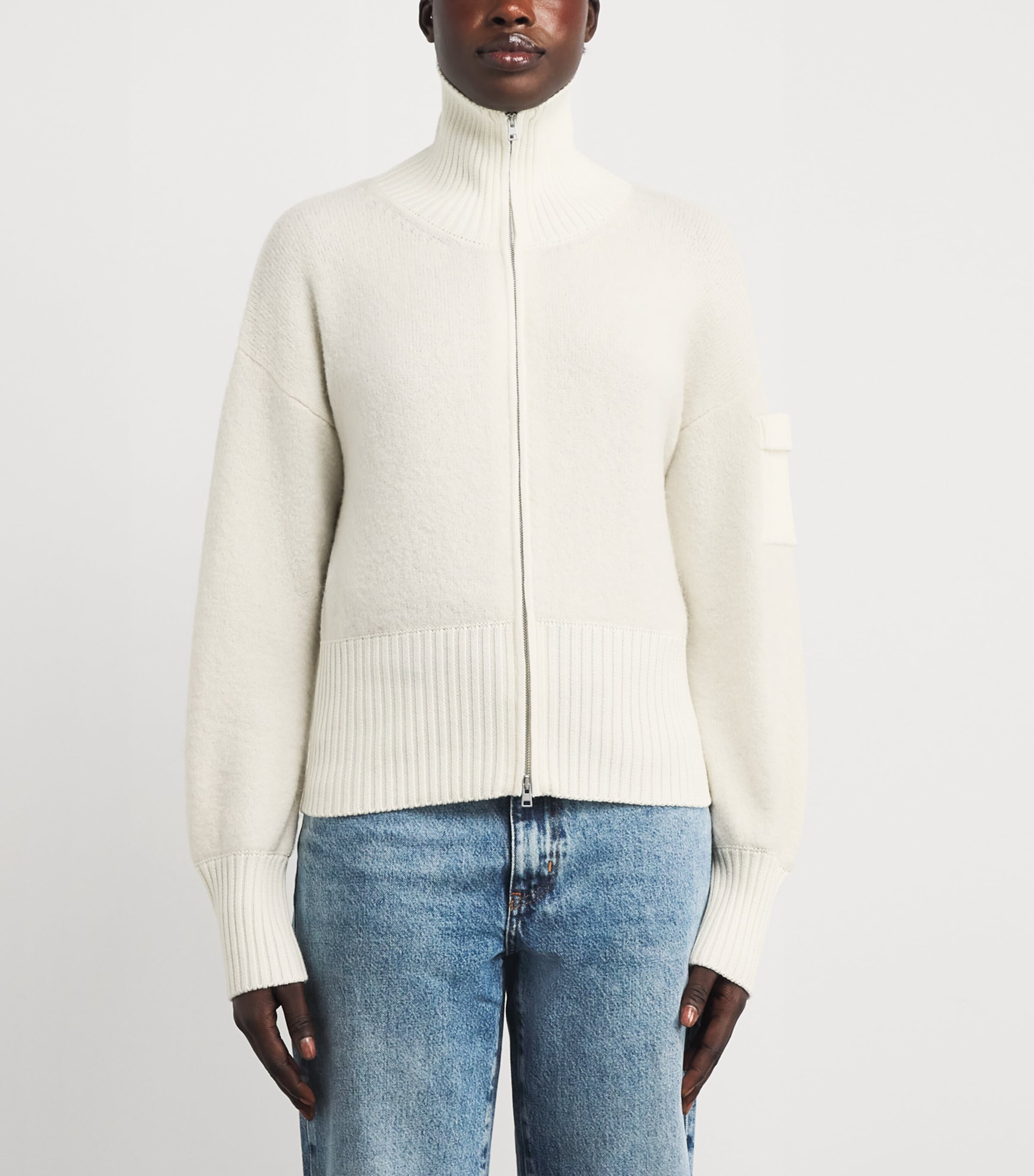 Alpaca-Blend Zip-Up Cardigan 9467COTTONGRASS-LINAIGRETTE Image 3