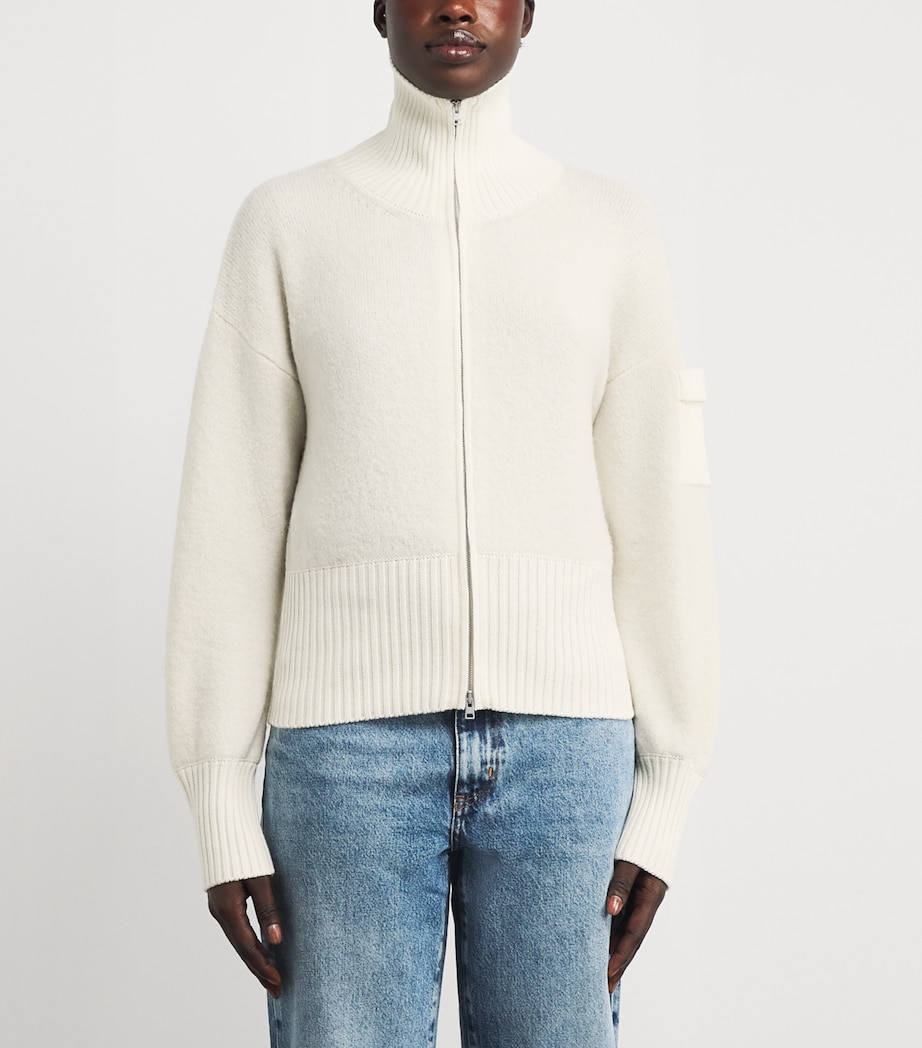 Alpaca-Blend Zip-Up Cardigan COTTONGRASS Image 3
