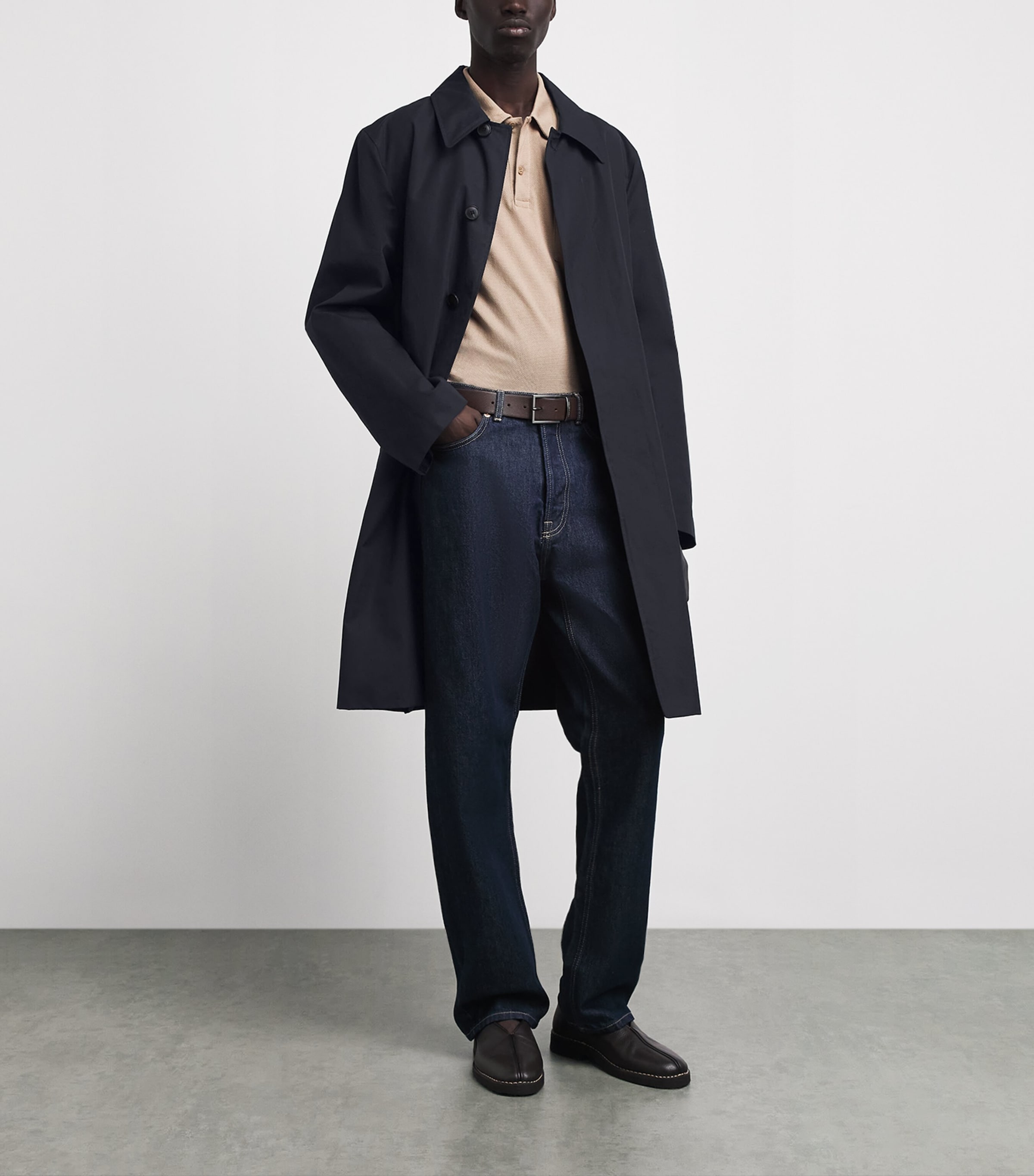 Sunspel Mens Cotton Ventile Overcoat Dark Navy Image 2