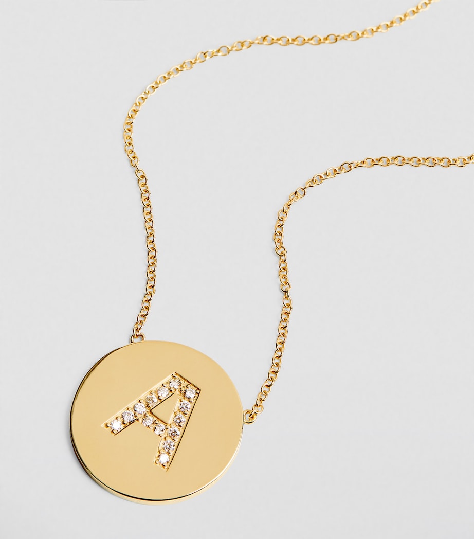 Yellow Gold and Diamond A Initial Necklace YELLOW GOLD Image 4