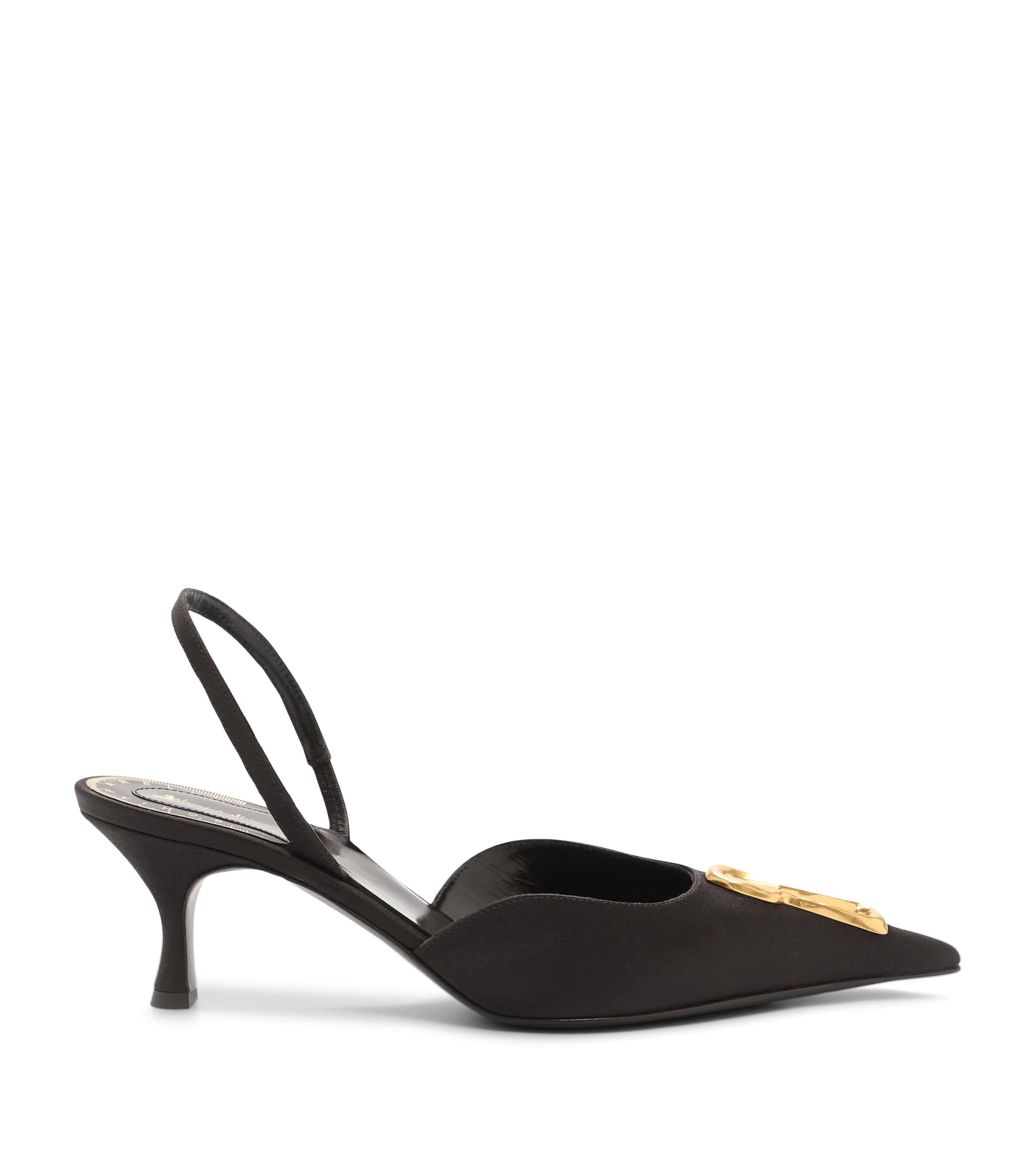 Schiaparelli Satin Keyhole Slingback Heels 65 Black Image 1