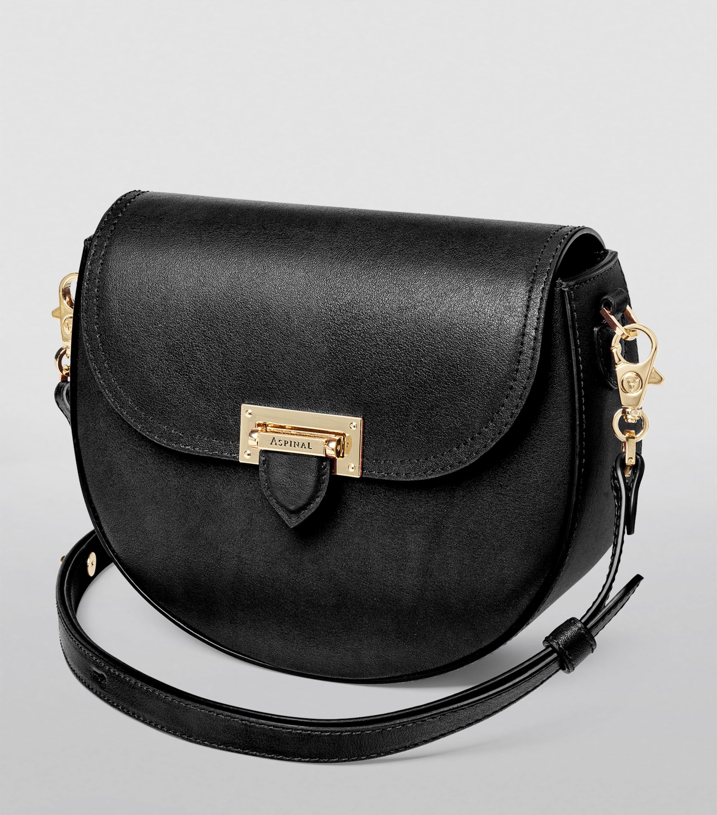 Leather-Velvet Portobello Cross-Body Bag BLACK Image 2