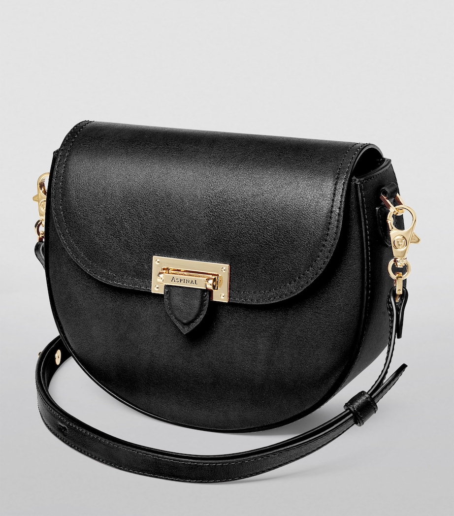 Leather-Velvet Portobello Cross-Body Bag BLACK Image 2