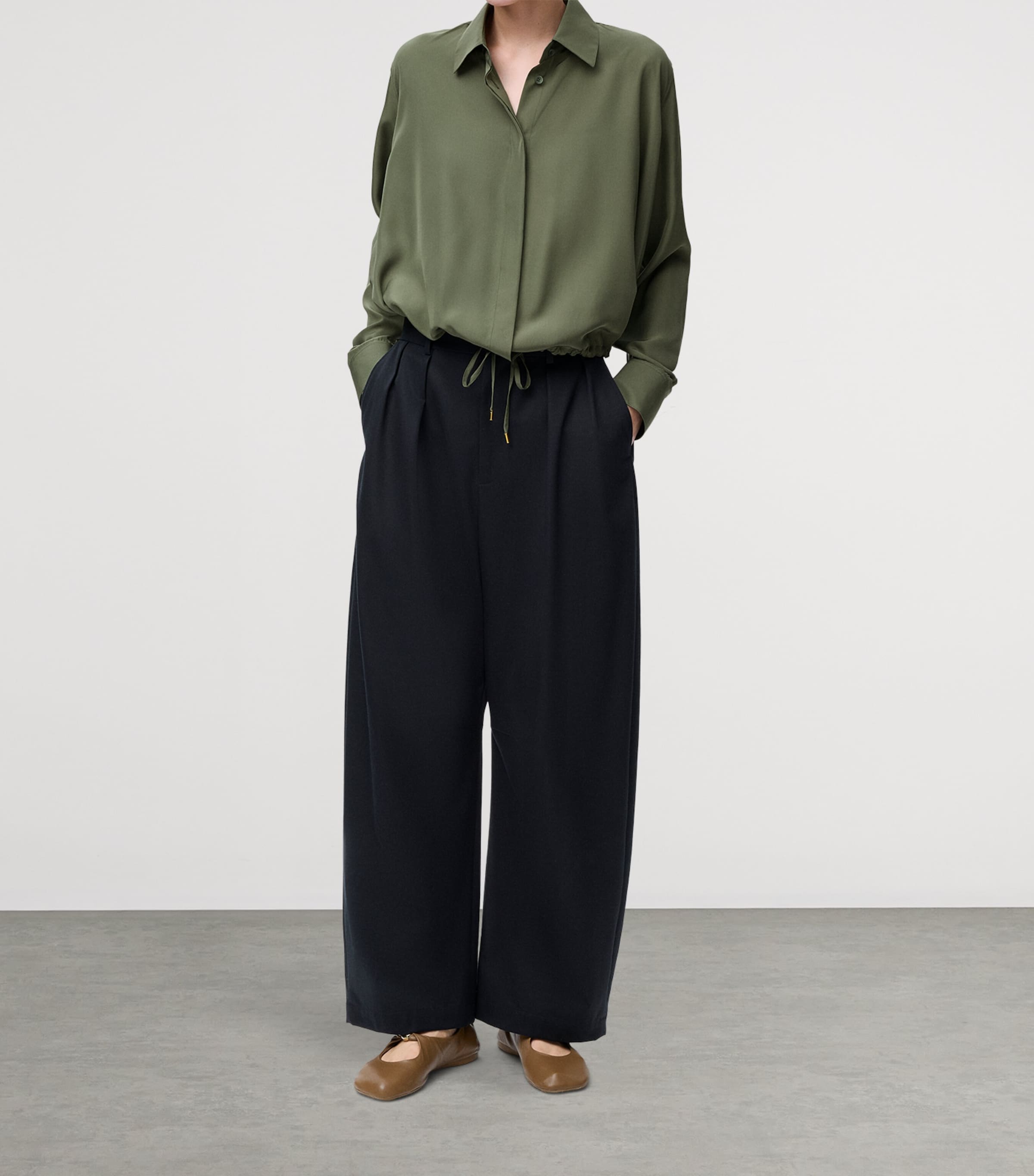 Silk Balloon Shirt KHAKI GREEN Image 3