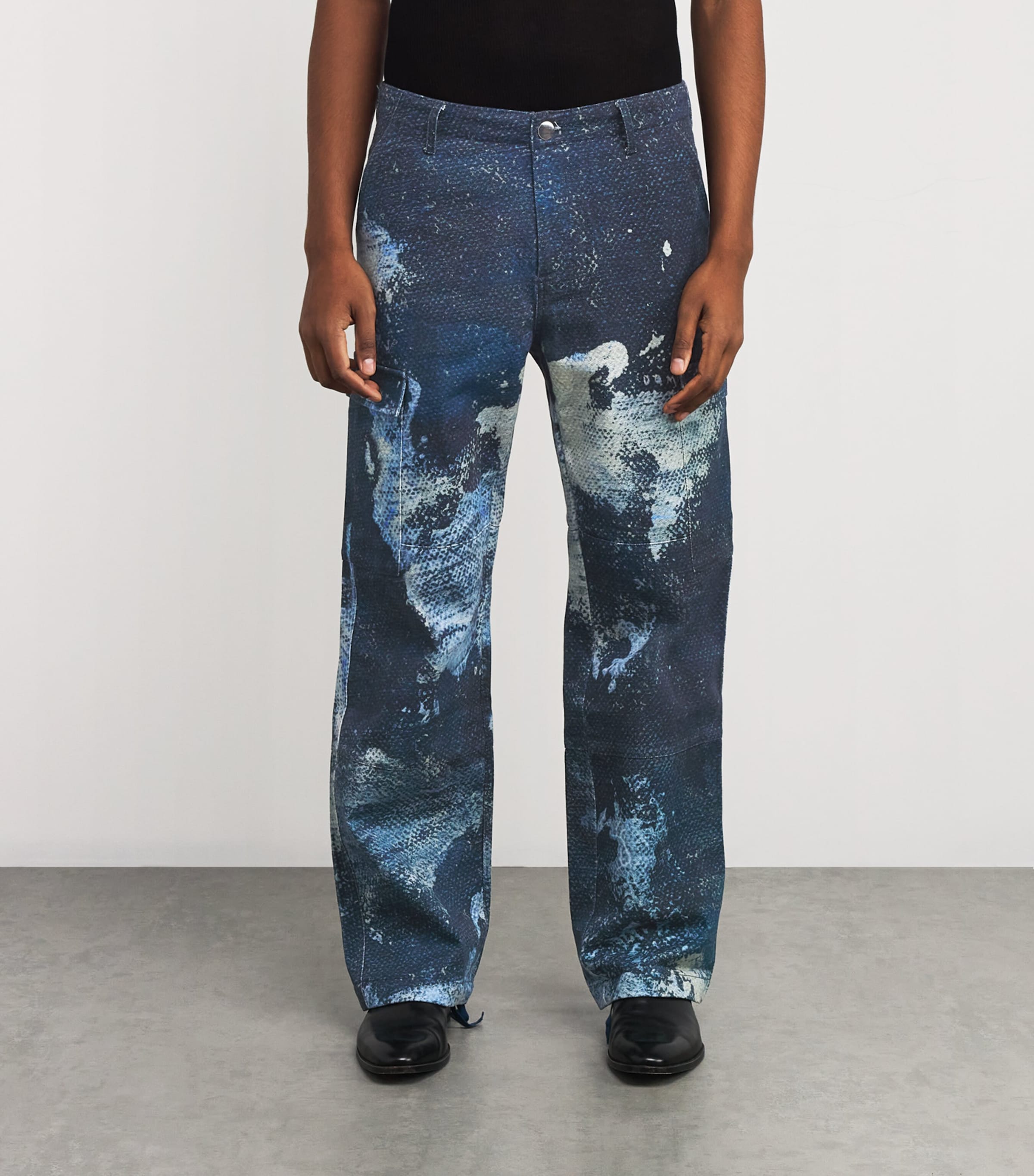 DOMREBEL Mens Cotton Deep Cargo Trousers Blue Image 3