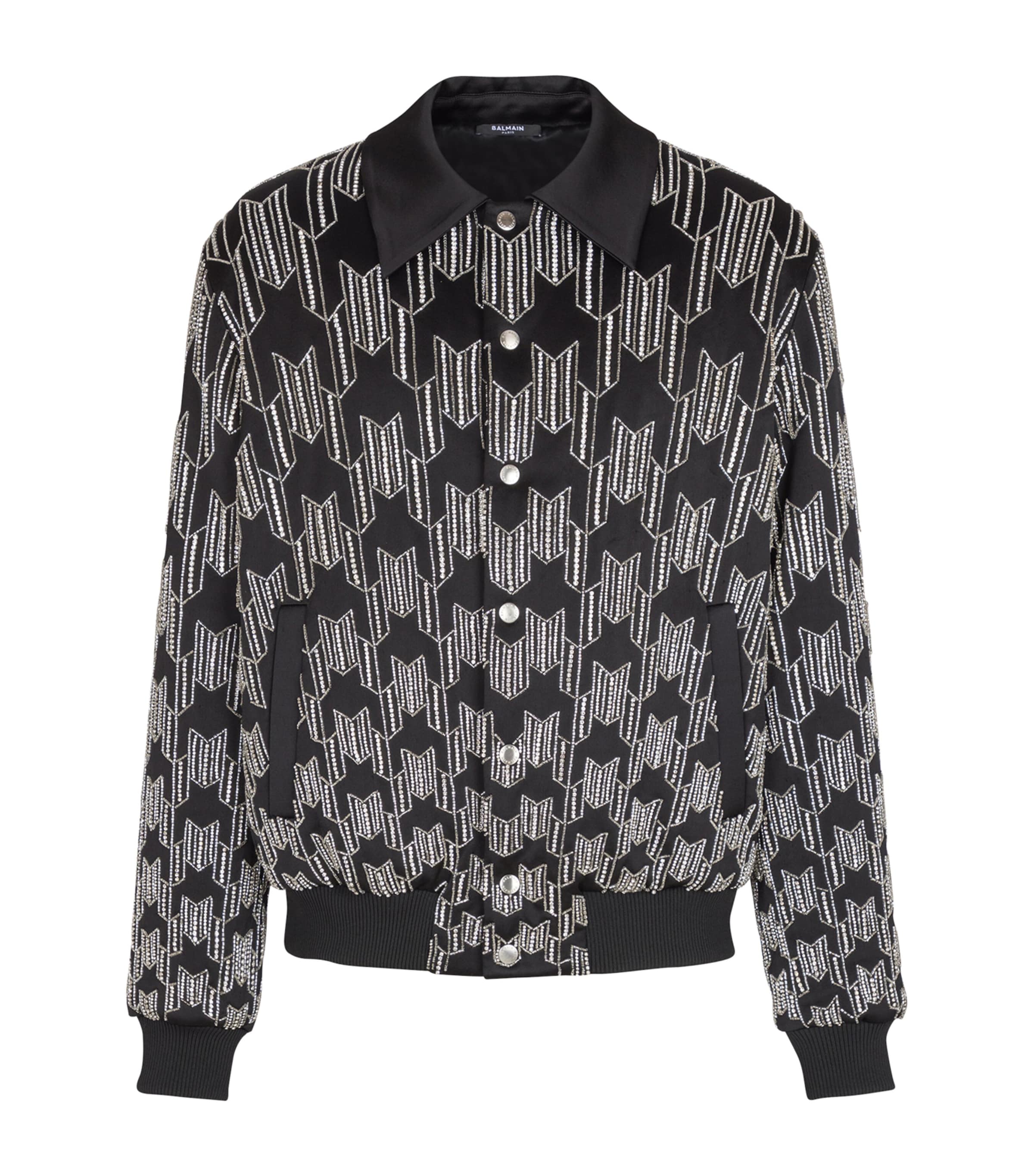 Satin Houndstooth Bomber Jacket EAW NOIR/CRISTAL Image 1