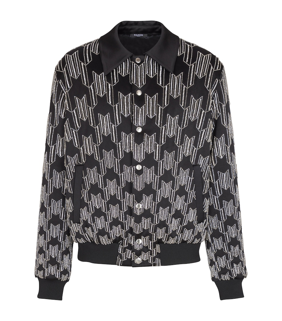 Satin Houndstooth Bomber Jacket EAW NOIR/CRISTAL Image 1