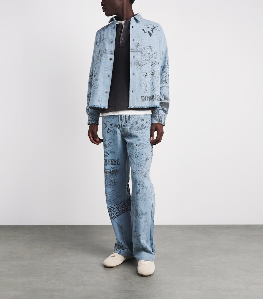 DOMREBEL Mens Sketchy Denim Overshirt Light Blue Image 2