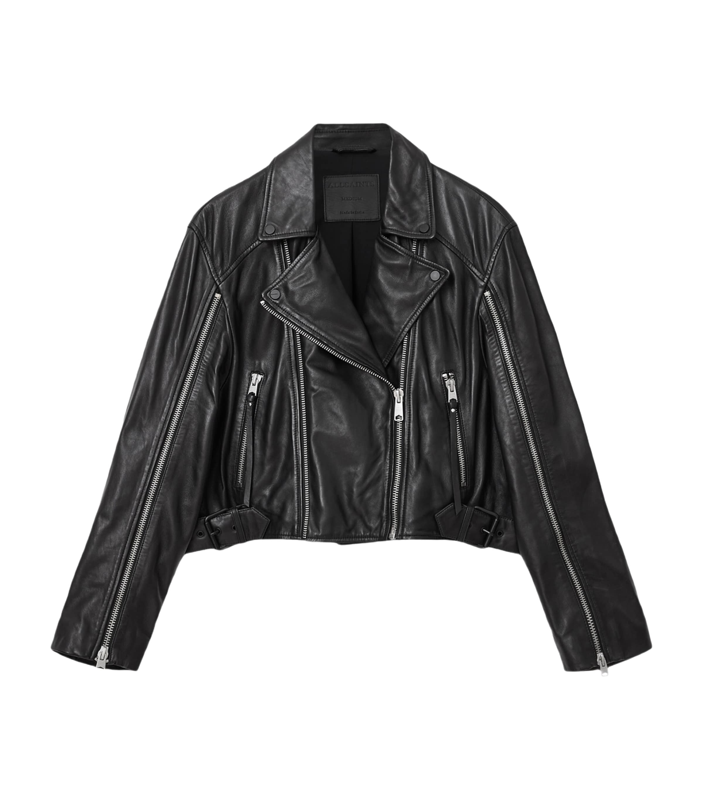 Allsaints Leather Masone Biker Jacket In Black