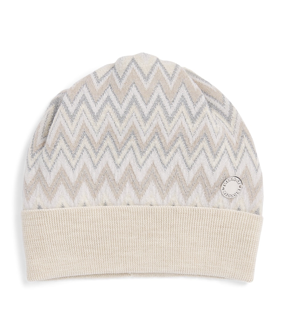 Missoni Kids Cotton Zig-Zag Beanie Beige.ch.mel/argento Image 1