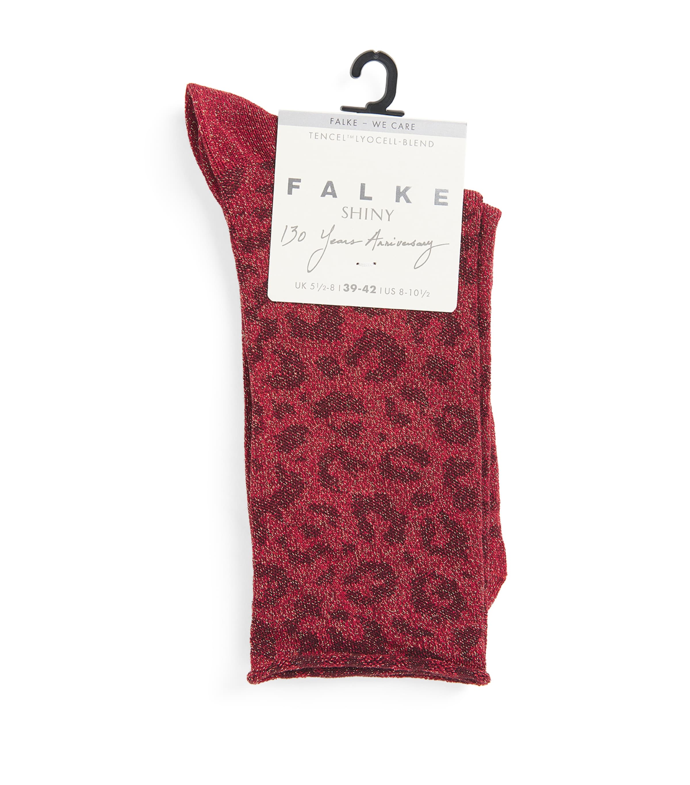 Falke Shiny Leopard Socks In Burgundy