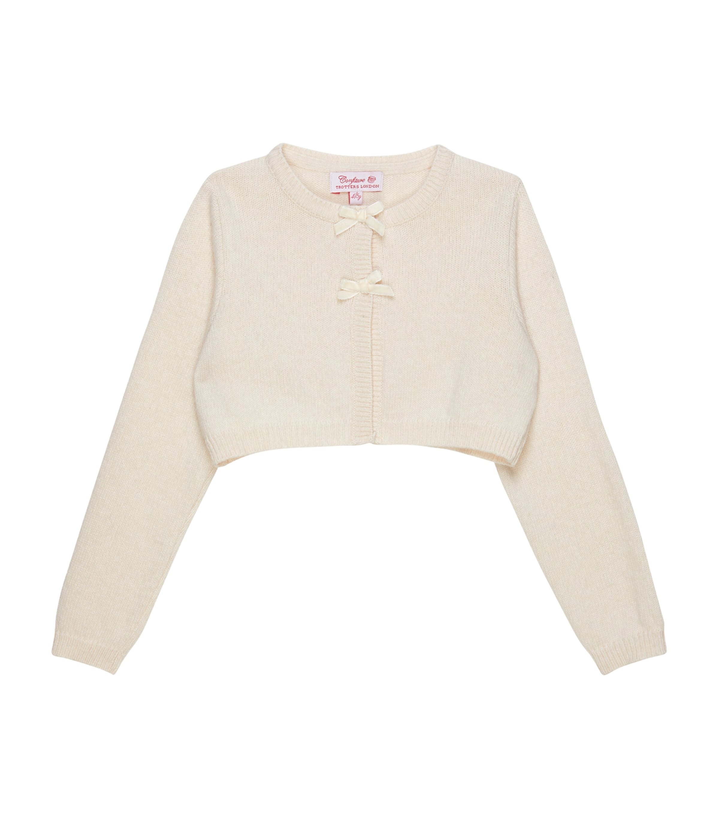 Shop Trotters Martha Velvet Bow Cardigan In White