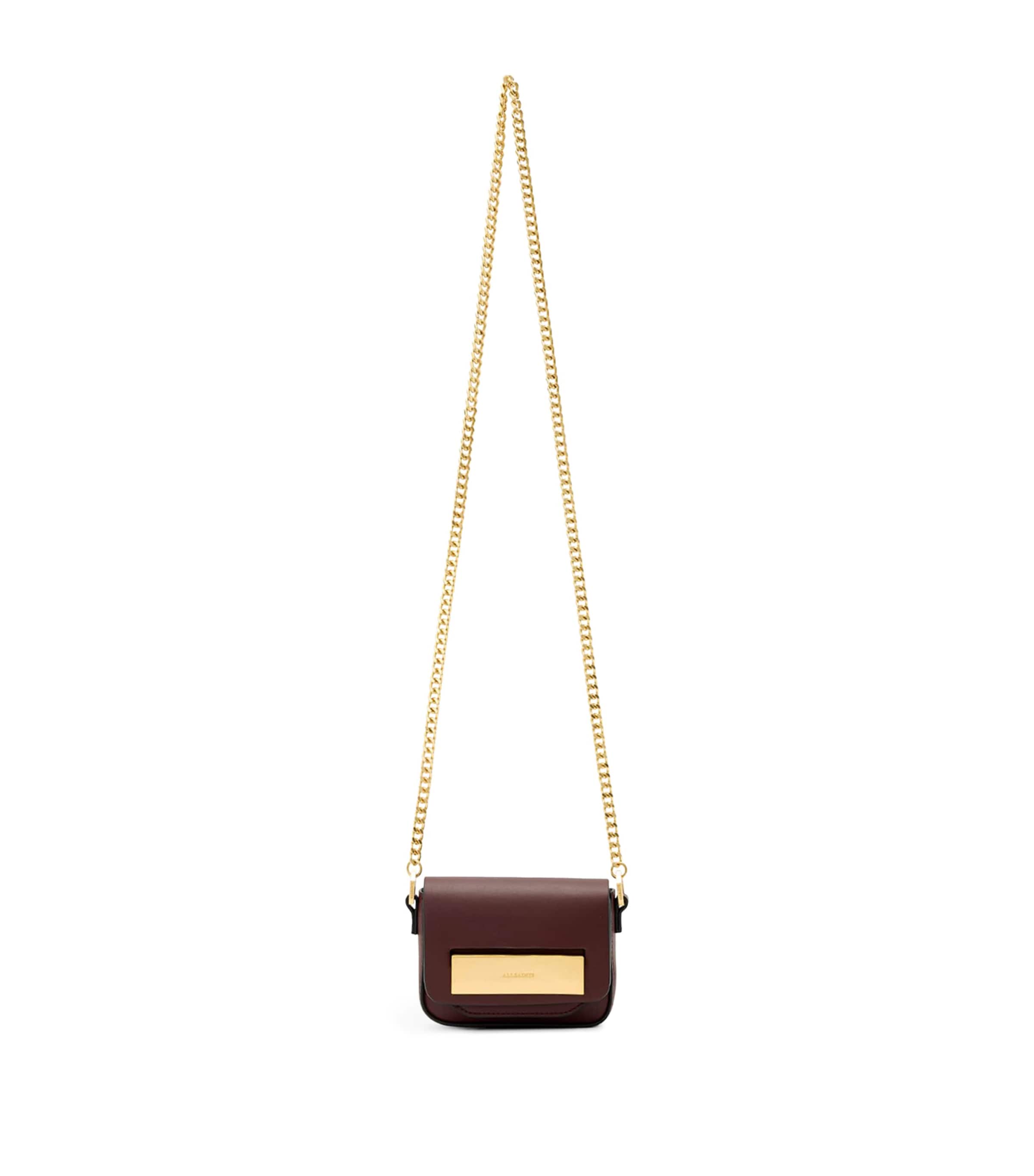 AllSaints Leather Etta Cross-Body Bag Dark Red Image 1